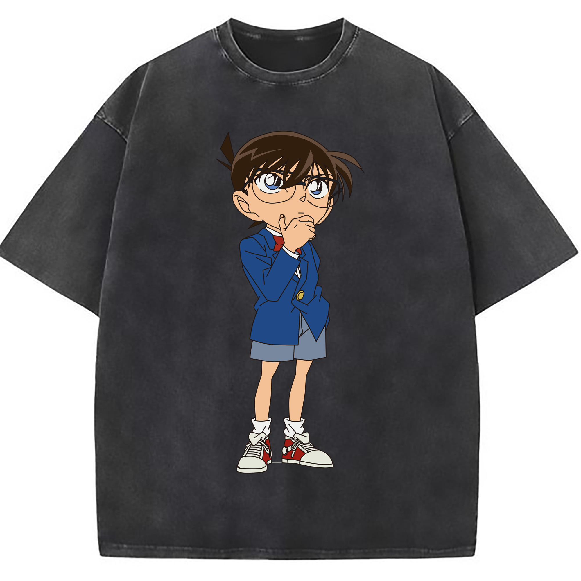 （画像用） 名探偵コナン 江戸川 コナン Detective Conan Conan Edogawa 綿100% ヴィンテージ風 半袖Tシャツ（フロントプリント）