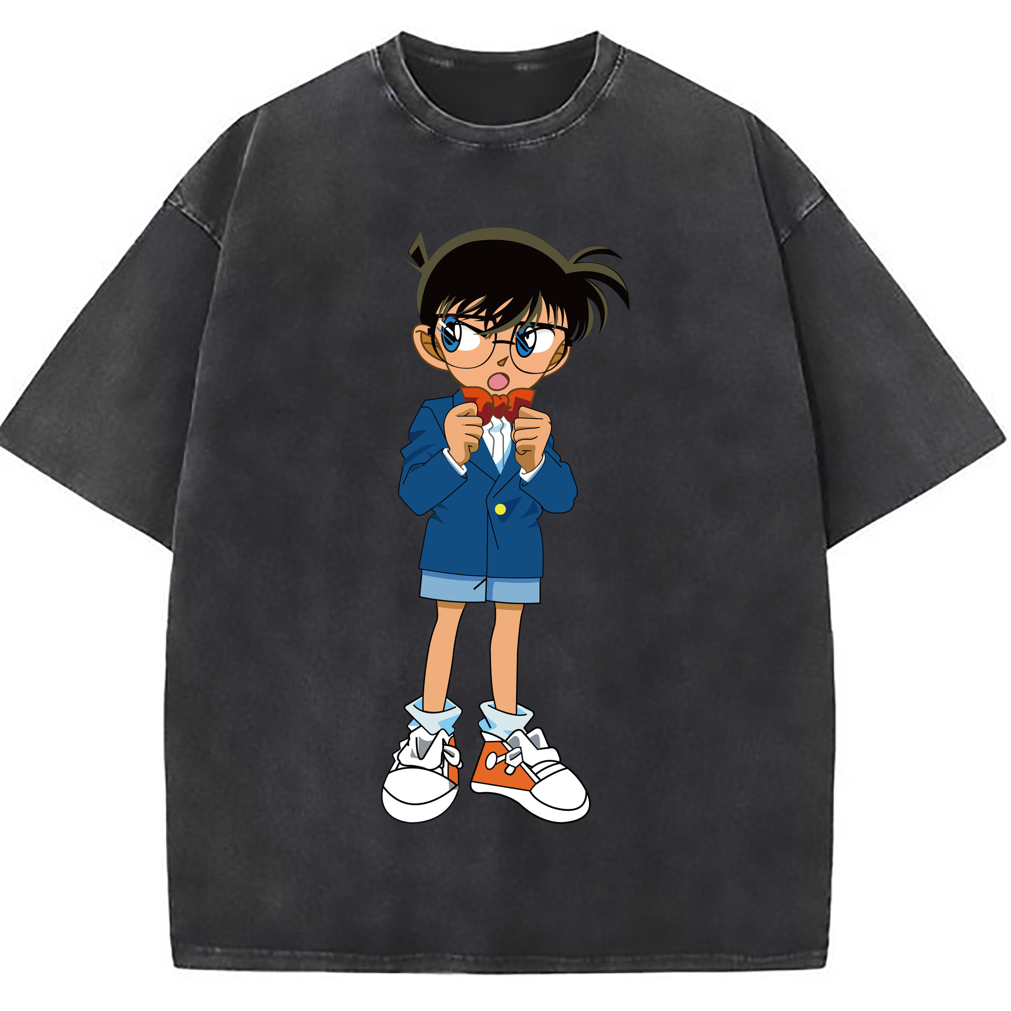 （画像用） 名探偵コナン 江戸川 コナン Detective Conan Conan Edogawa 綿100% ヴィンテージ風 半袖Tシャツ（フロントプリント）