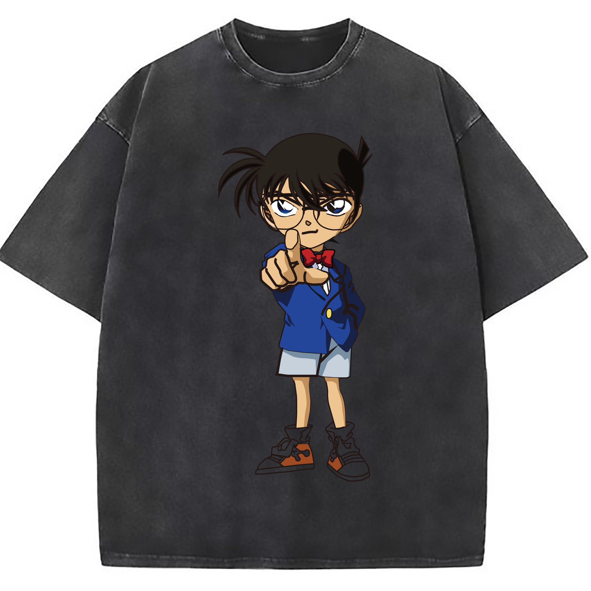（画像用） 名探偵コナン 江戸川 コナン Detective Conan Conan Edogawa 綿100% ヴィンテージ風 半袖Tシャツ（フロントプリント）