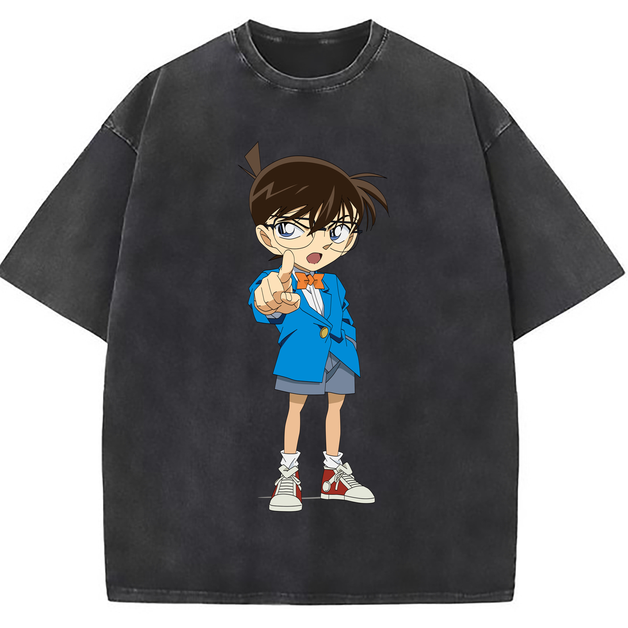 （画像用） 名探偵コナン 江戸川 コナン Detective Conan Conan Edogawa 綿100% ヴィンテージ風 半袖Tシャツ（フロントプリント）