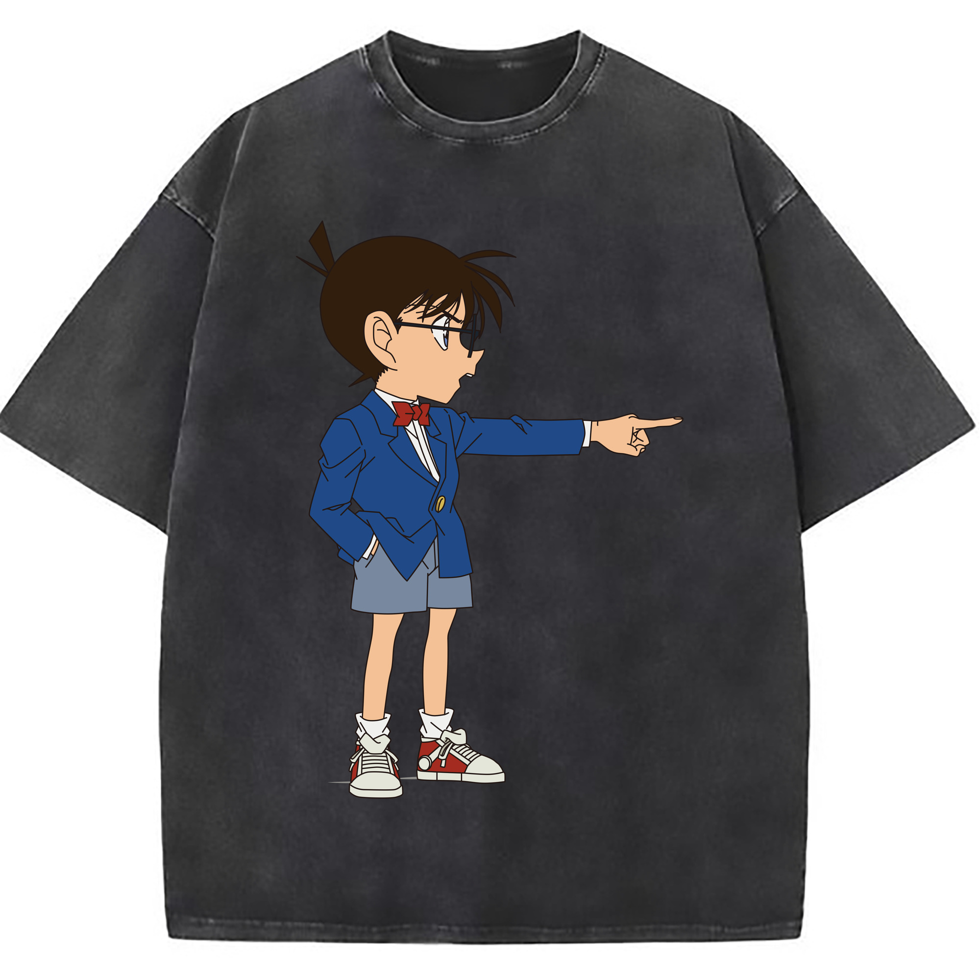 （画像用） 名探偵コナン 江戸川 コナン Detective Conan Conan Edogawa 綿100% ヴィンテージ風 半袖Tシャツ（フロントプリント）