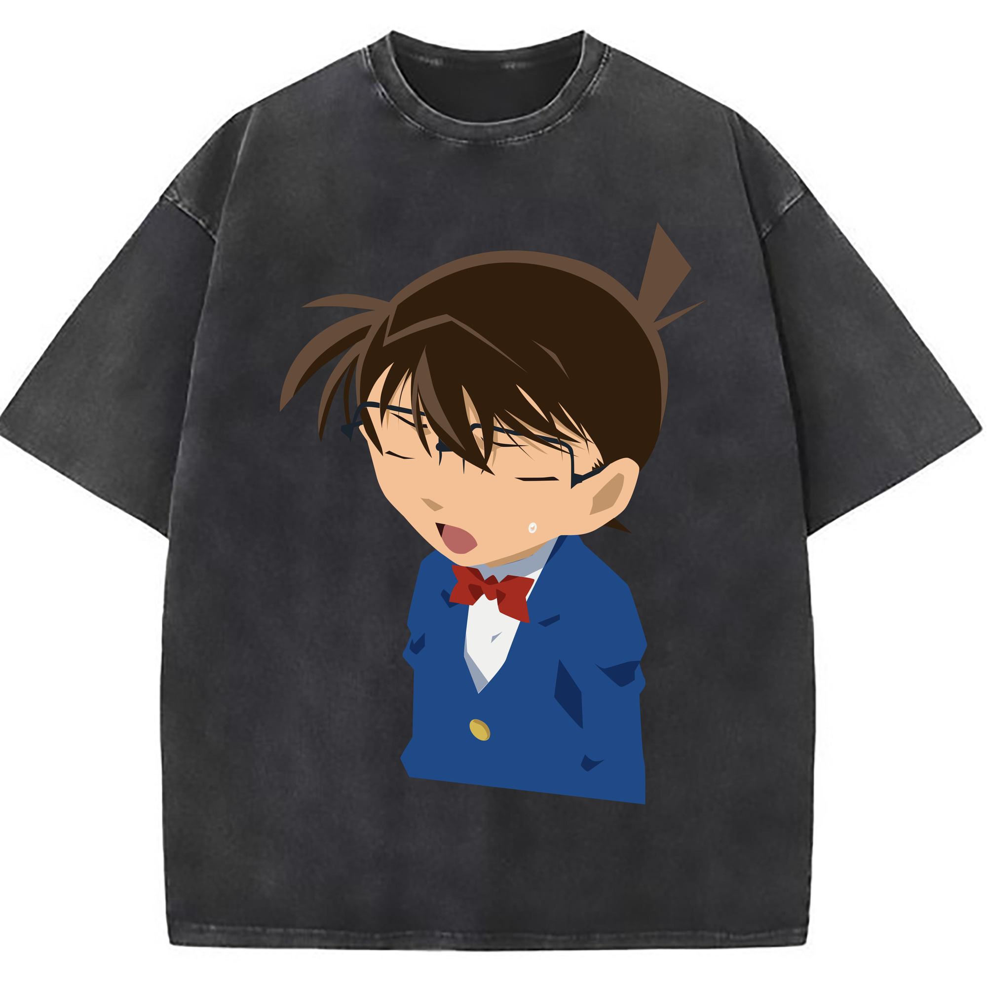 （画像用） 名探偵コナン 江戸川 コナン Detective Conan Conan Edogawa 綿100% ヴィンテージ風 半袖Tシャツ（フロントプリント）