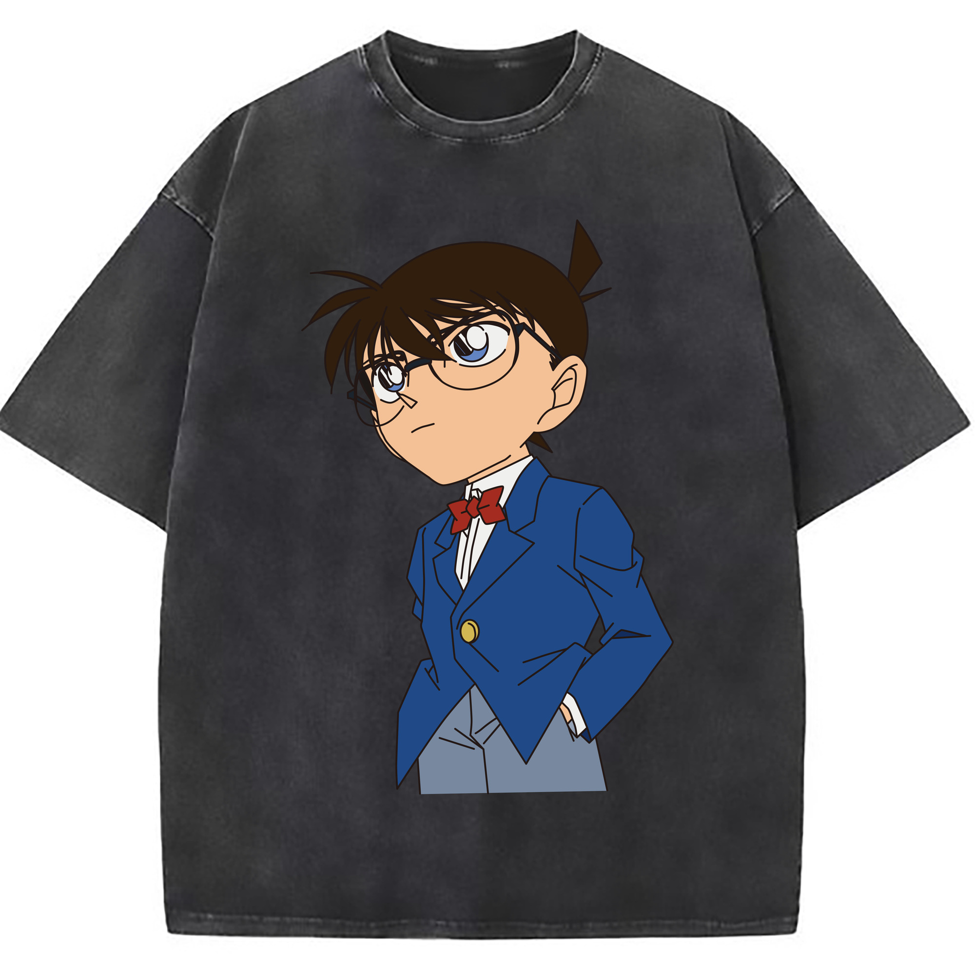 （画像用） 名探偵コナン 江戸川 コナン Detective Conan Conan Edogawa 綿100% ヴィンテージ風 半袖Tシャツ（フロントプリント）