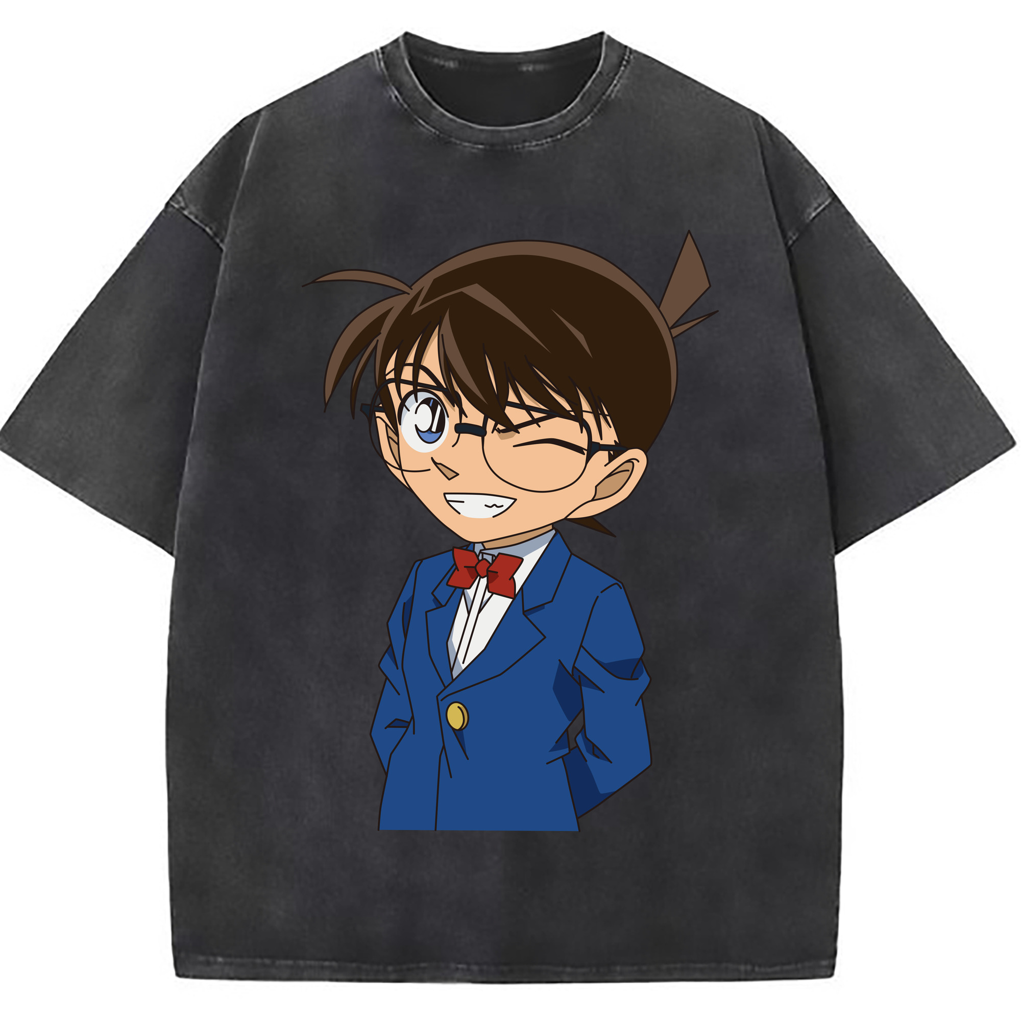（画像用） 名探偵コナン 江戸川 コナン Detective Conan Conan Edogawa 綿100% ヴィンテージ風 半袖Tシャツ（フロントプリント）