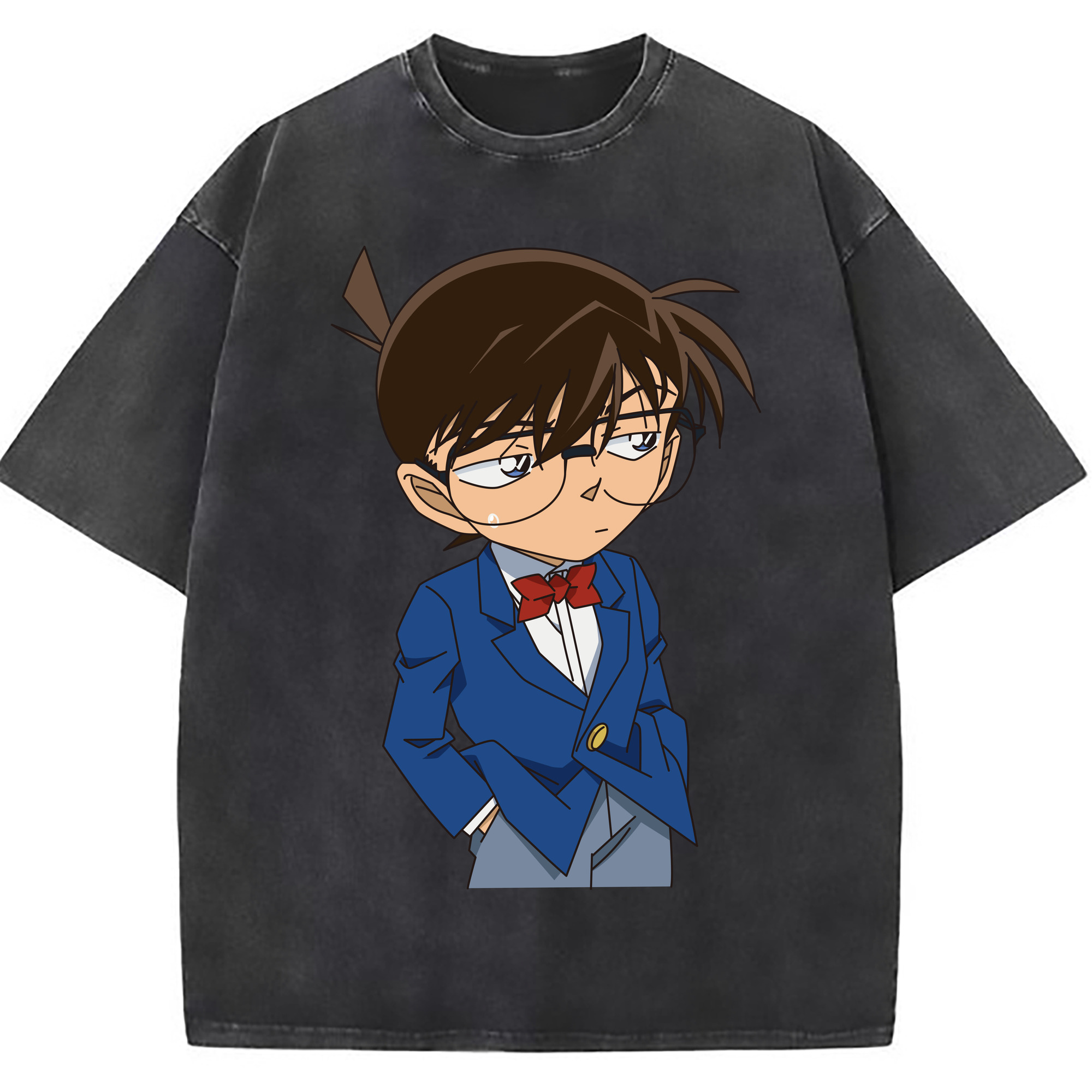 （画像用） 名探偵コナン 江戸川 コナン Detective Conan Conan Edogawa 綿100% ヴィンテージ風 半袖Tシャツ（フロントプリント）