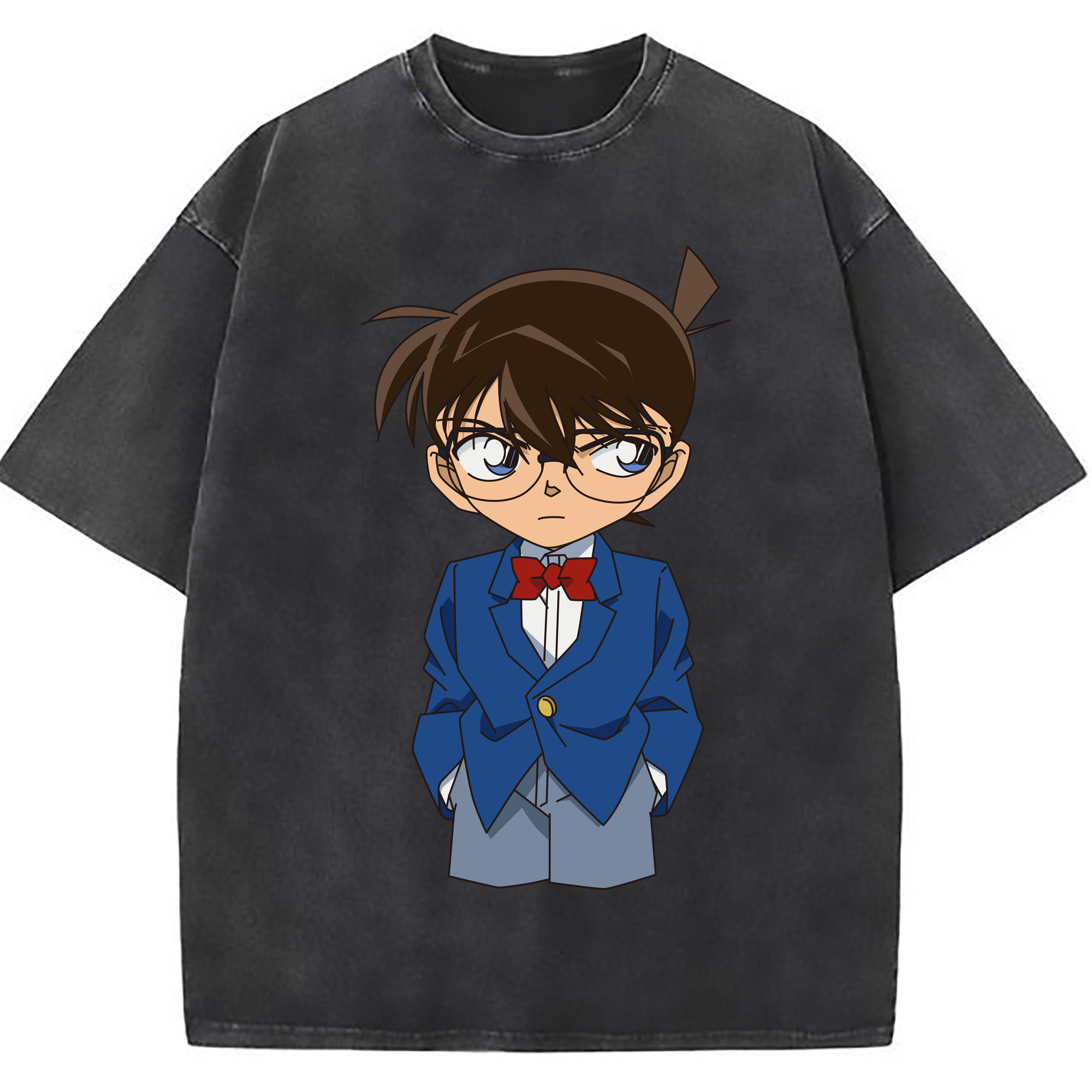 （画像用） 名探偵コナン 江戸川 コナン Detective Conan Conan Edogawa 綿100% ヴィンテージ風 半袖Tシャツ（フロントプリント）