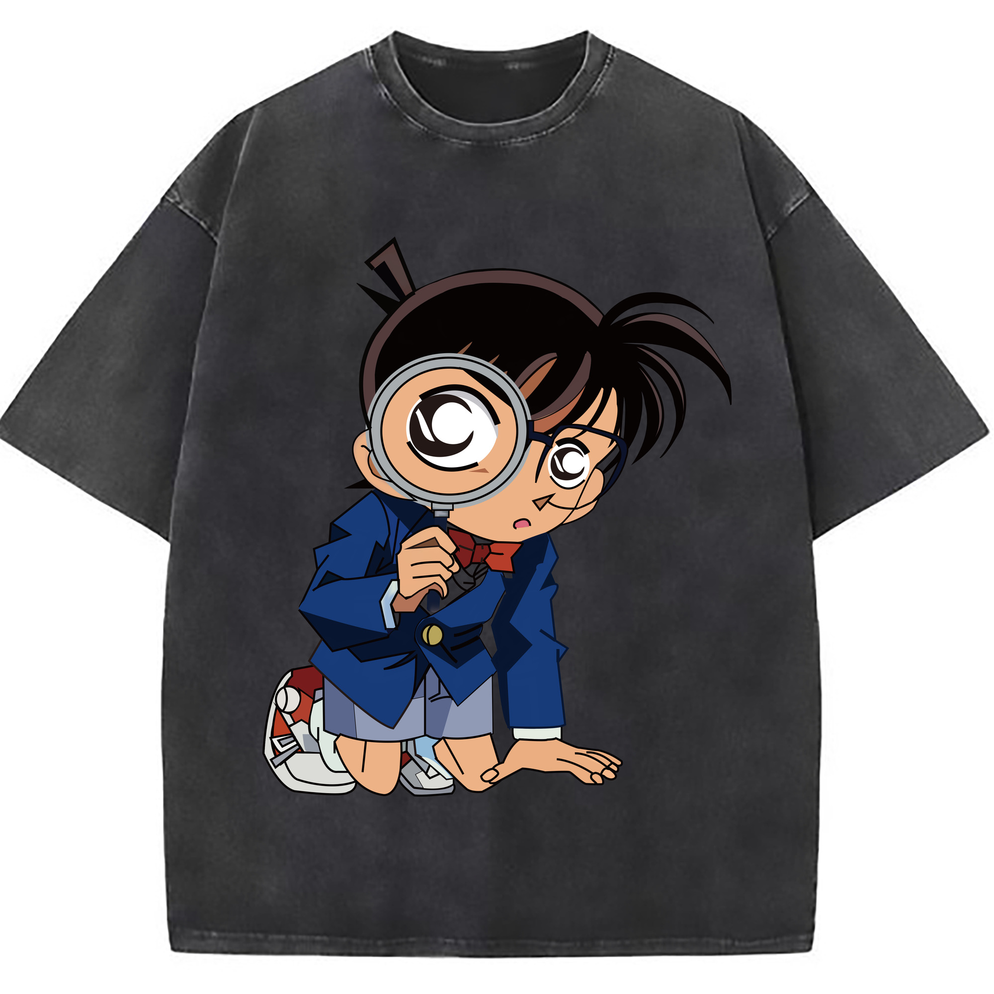 （画像用） 名探偵コナン 江戸川 コナン Detective Conan Conan Edogawa 綿100% ヴィンテージ風 半袖Tシャツ（フロントプリント）
