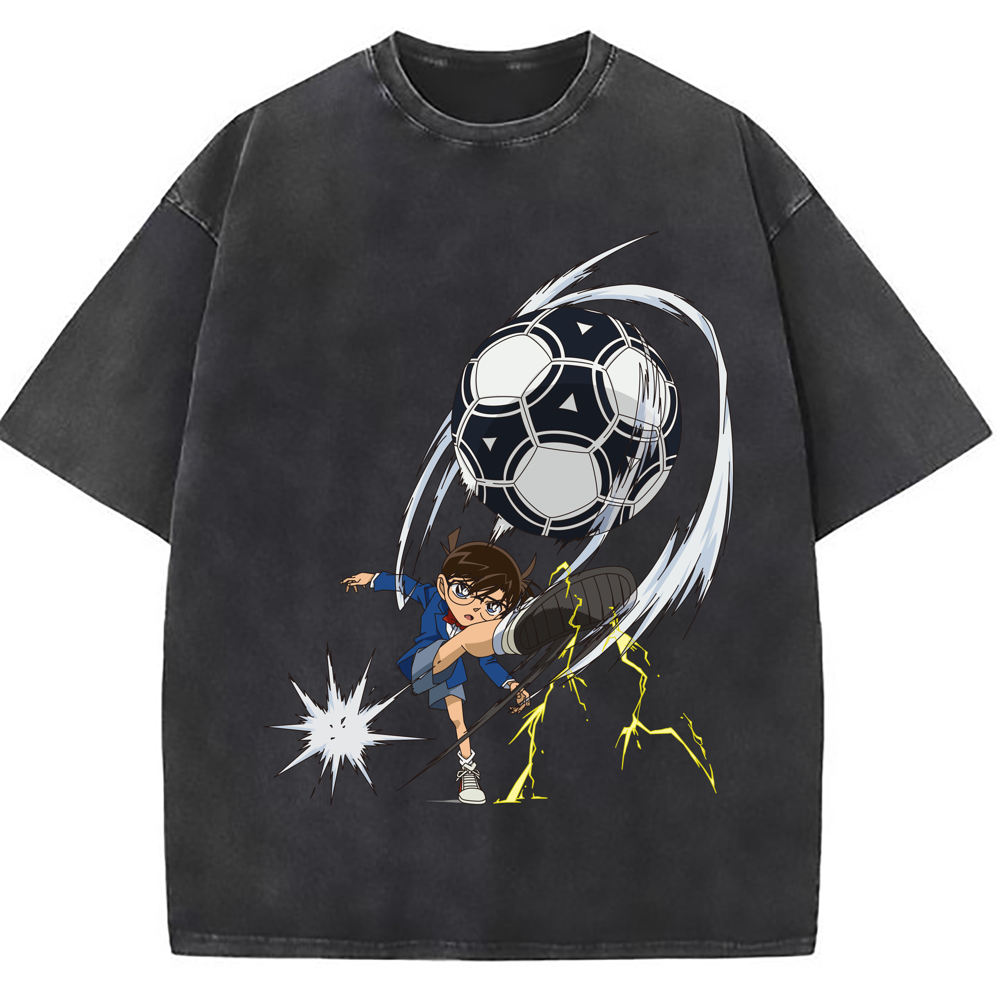 （画像用） 名探偵コナン 江戸川 コナン Detective Conan Conan Edogawa 綿100% ヴィンテージ風 半袖Tシャツ（フロントプリント）