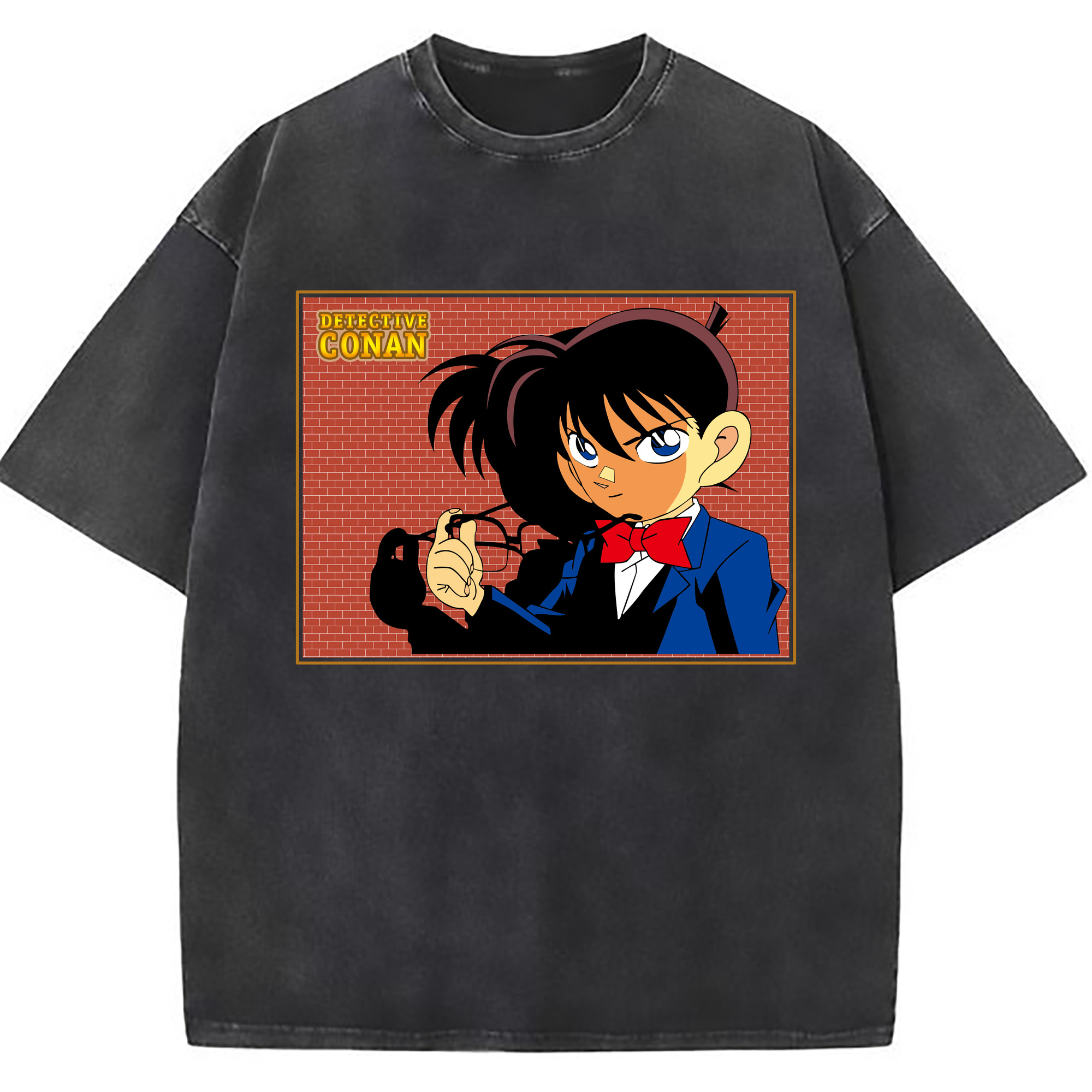 （画像用） 名探偵コナン 江戸川 コナン Detective Conan Conan Edogawa 綿100% ヴィンテージ風 半袖Tシャツ（フロントプリント）