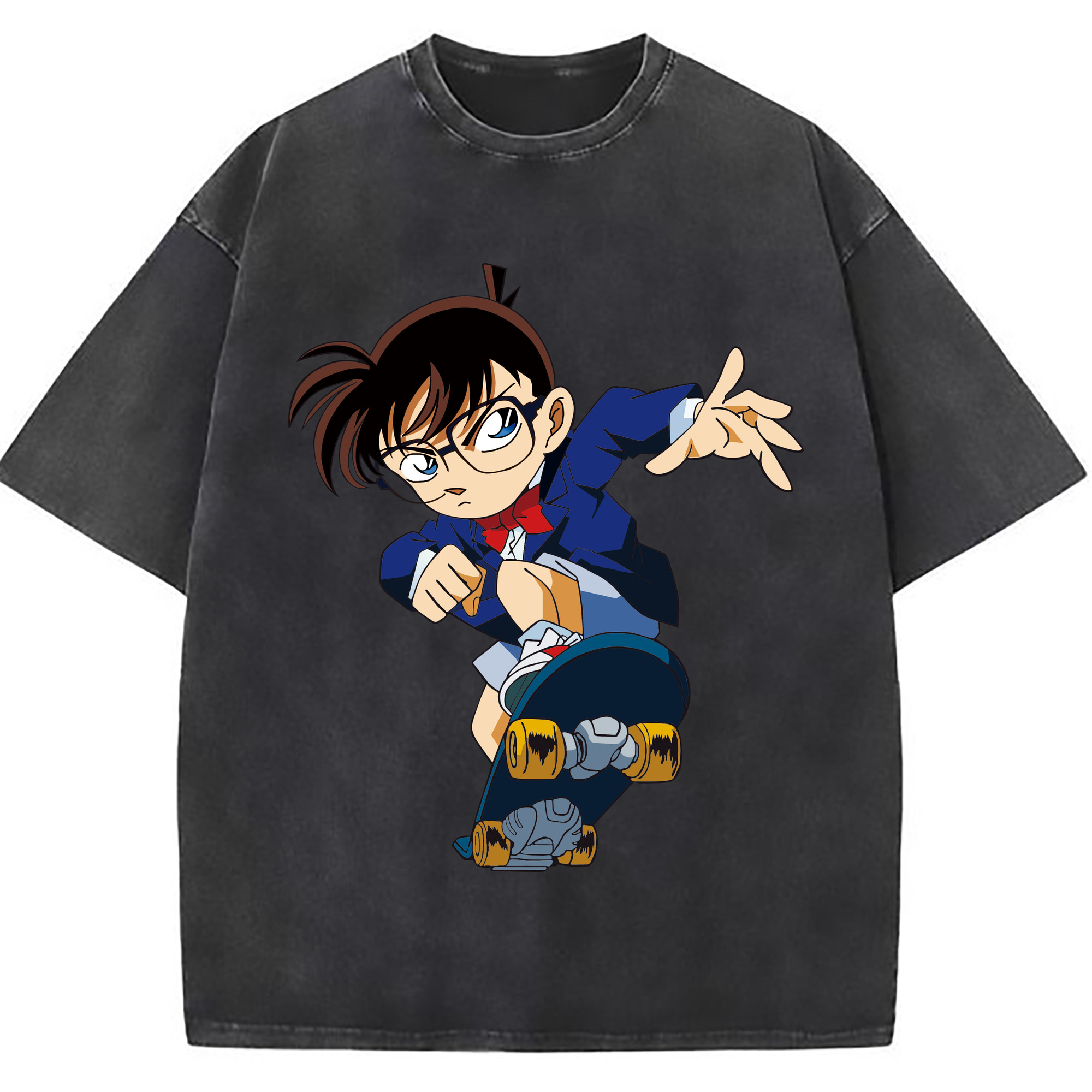 （画像用） 名探偵コナン 江戸川 コナン Detective Conan Conan Edogawa 綿100% ヴィンテージ風 半袖Tシャツ（フロントプリント）