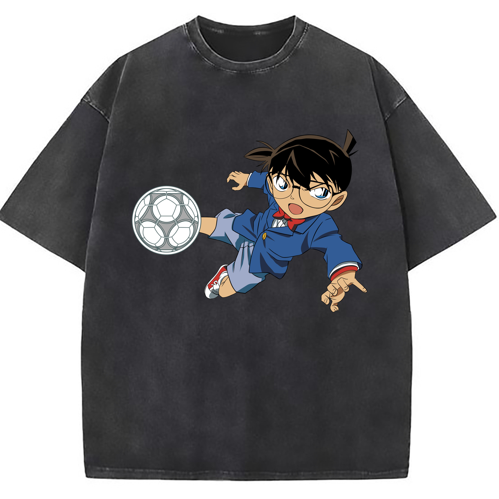 （画像用） 名探偵コナン 江戸川 コナン Detective Conan Conan Edogawa 綿100% ヴィンテージ風 半袖Tシャツ（フロントプリント）