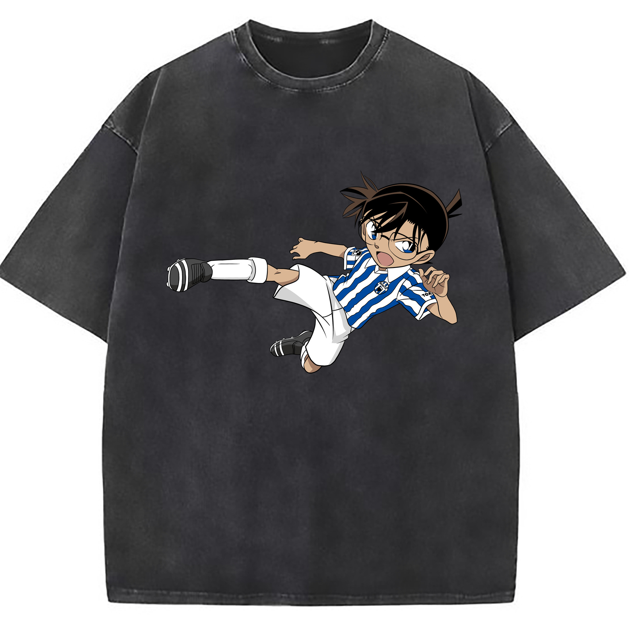 （画像用） 名探偵コナン 江戸川 コナン Detective Conan Conan Edogawa 綿100% ヴィンテージ風 半袖Tシャツ（フロントプリント）