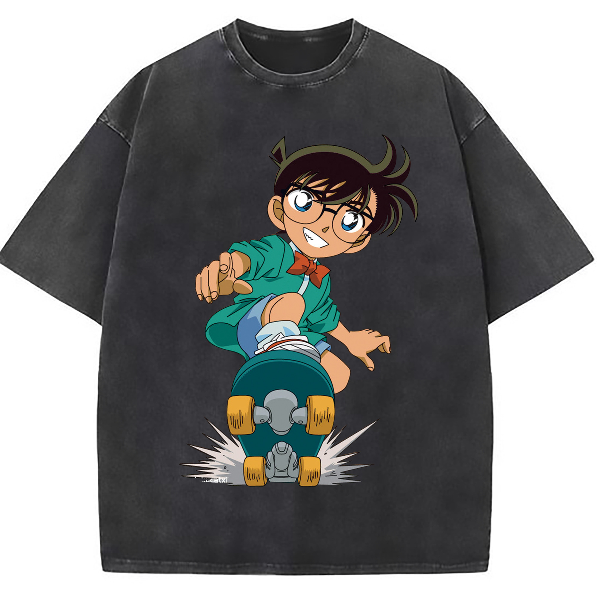 （画像用） 名探偵コナン 江戸川 コナン Detective Conan Conan Edogawa 綿100% ヴィンテージ風 半袖Tシャツ（フロントプリント）