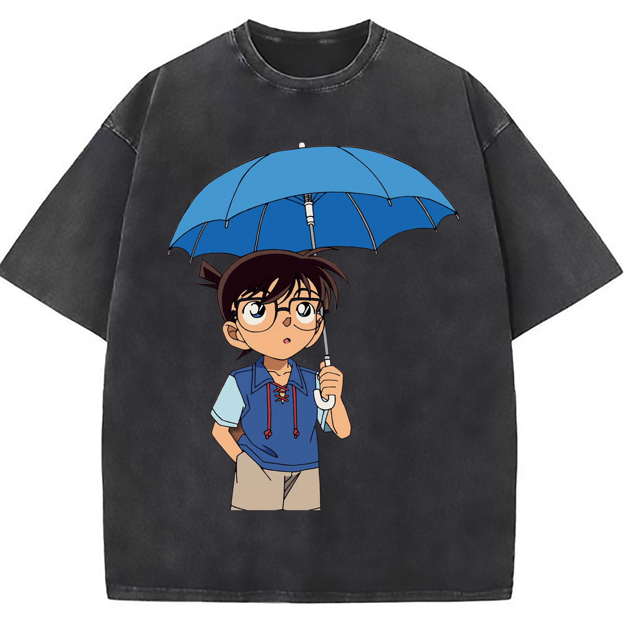 （画像用） 名探偵コナン 江戸川 コナン Detective Conan Conan Edogawa 綿100% ヴィンテージ風 半袖Tシャツ（フロントプリント）