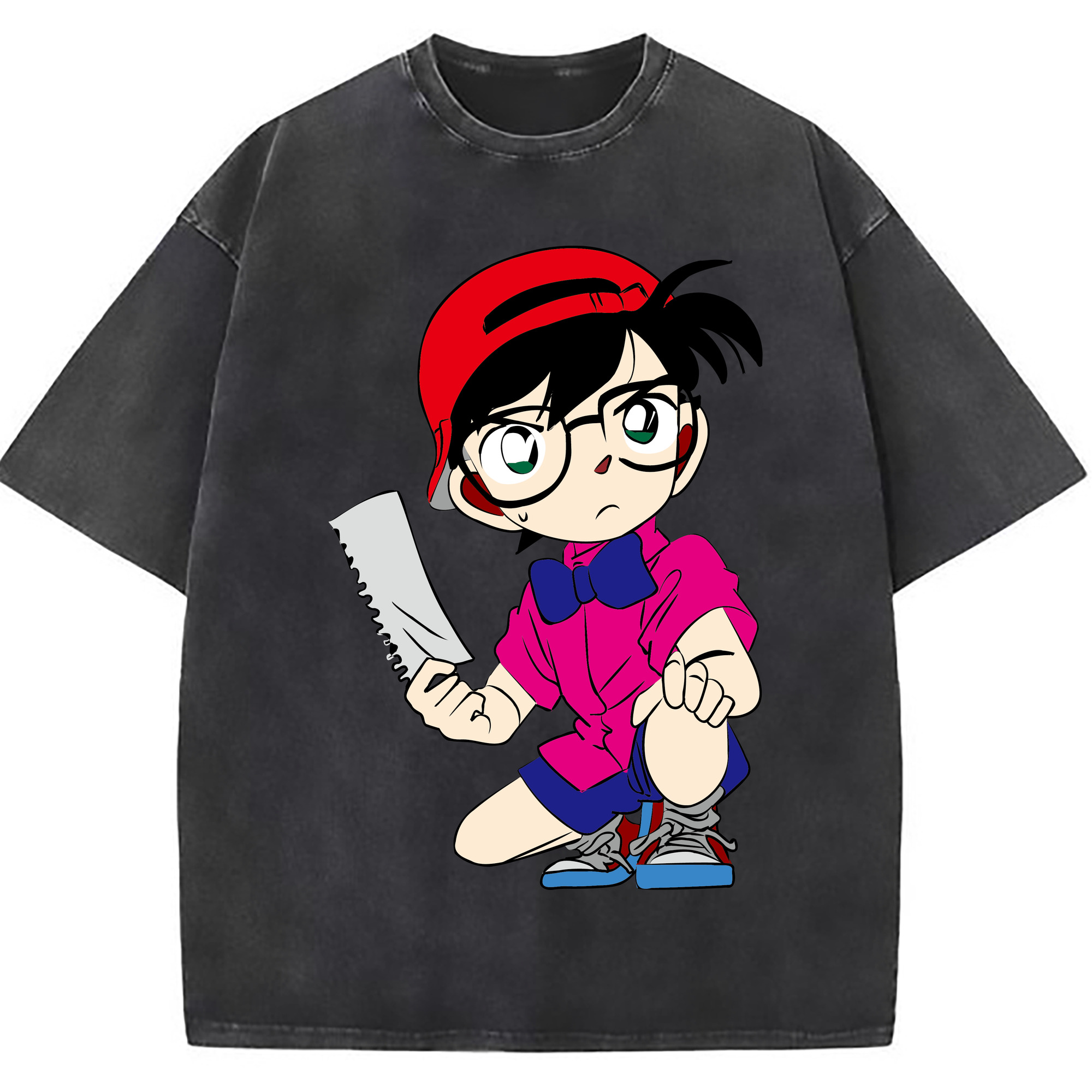 （画像用） 名探偵コナン 江戸川 コナン Detective Conan Conan Edogawa 綿100% ヴィンテージ風 半袖Tシャツ（フロントプリント）