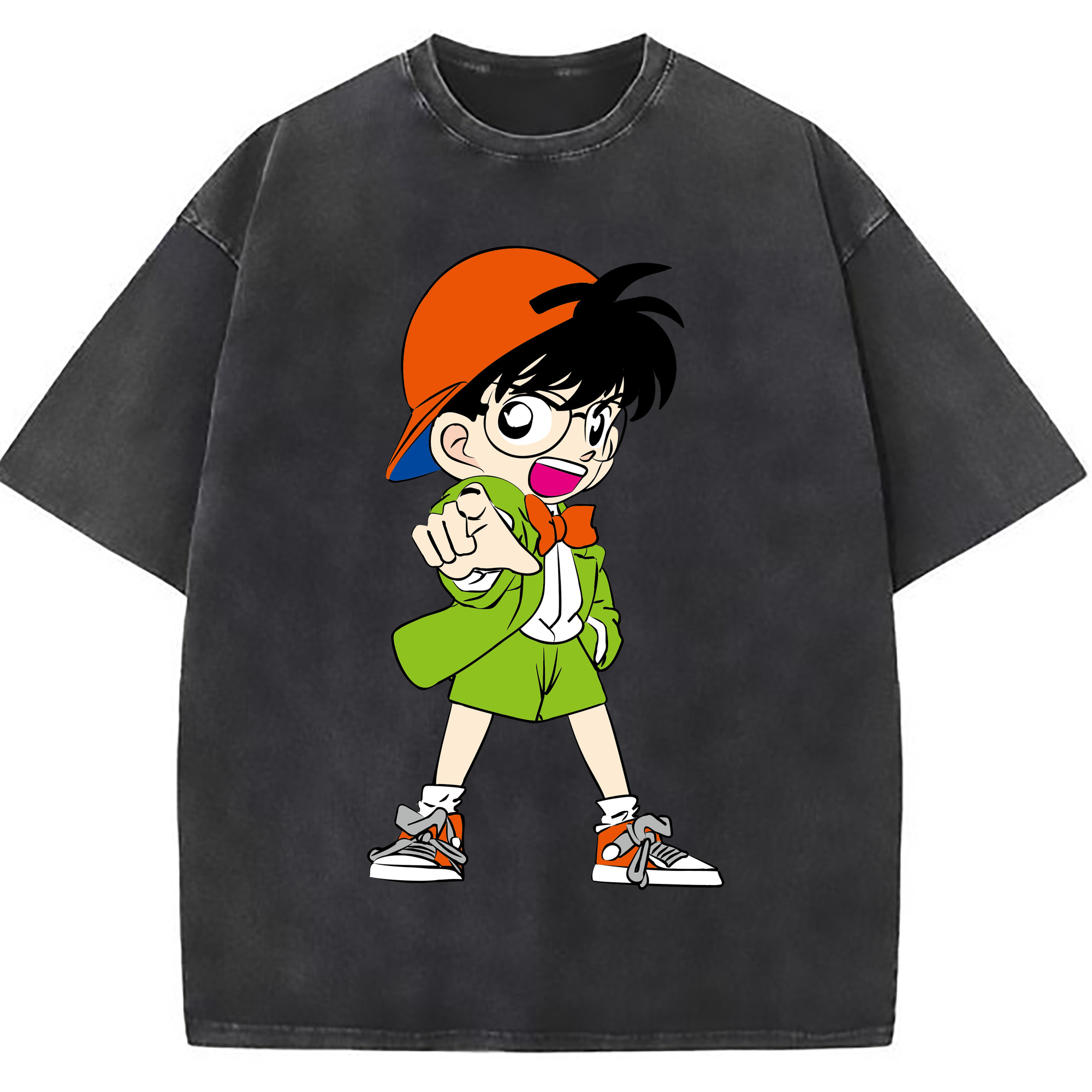 （画像用） 名探偵コナン 江戸川 コナン Detective Conan Conan Edogawa 綿100% ヴィンテージ風 半袖Tシャツ（フロントプリント）