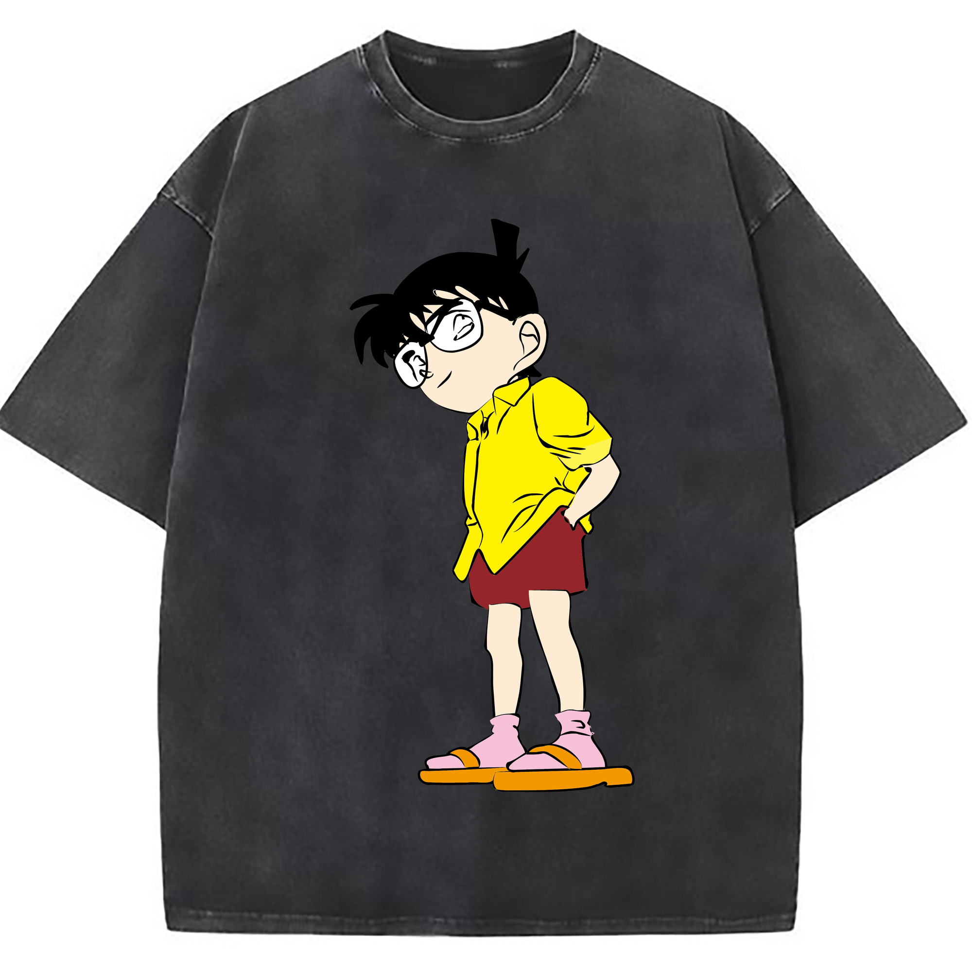 （画像用） 名探偵コナン 江戸川 コナン Detective Conan Conan Edogawa 綿100% ヴィンテージ風 半袖Tシャツ（フロントプリント）