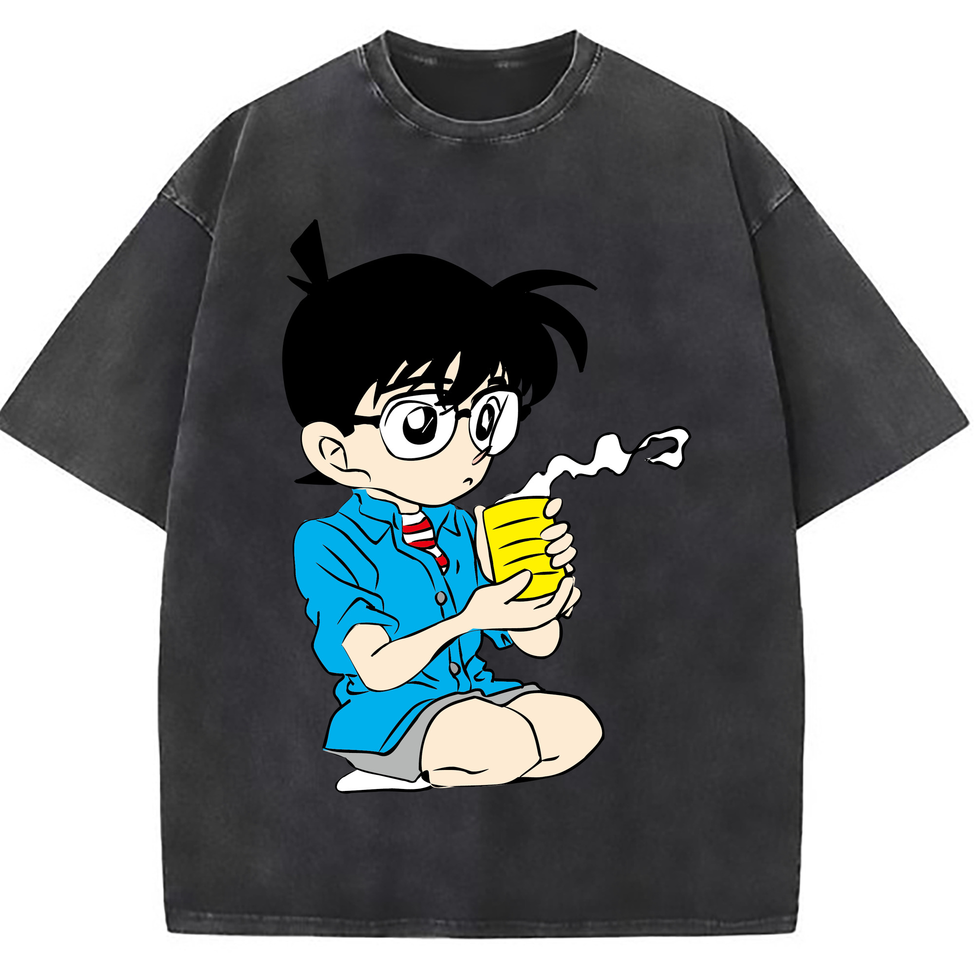 （画像用） 名探偵コナン 江戸川 コナン Detective Conan Conan Edogawa 綿100% ヴィンテージ風 半袖Tシャツ（フロントプリント）