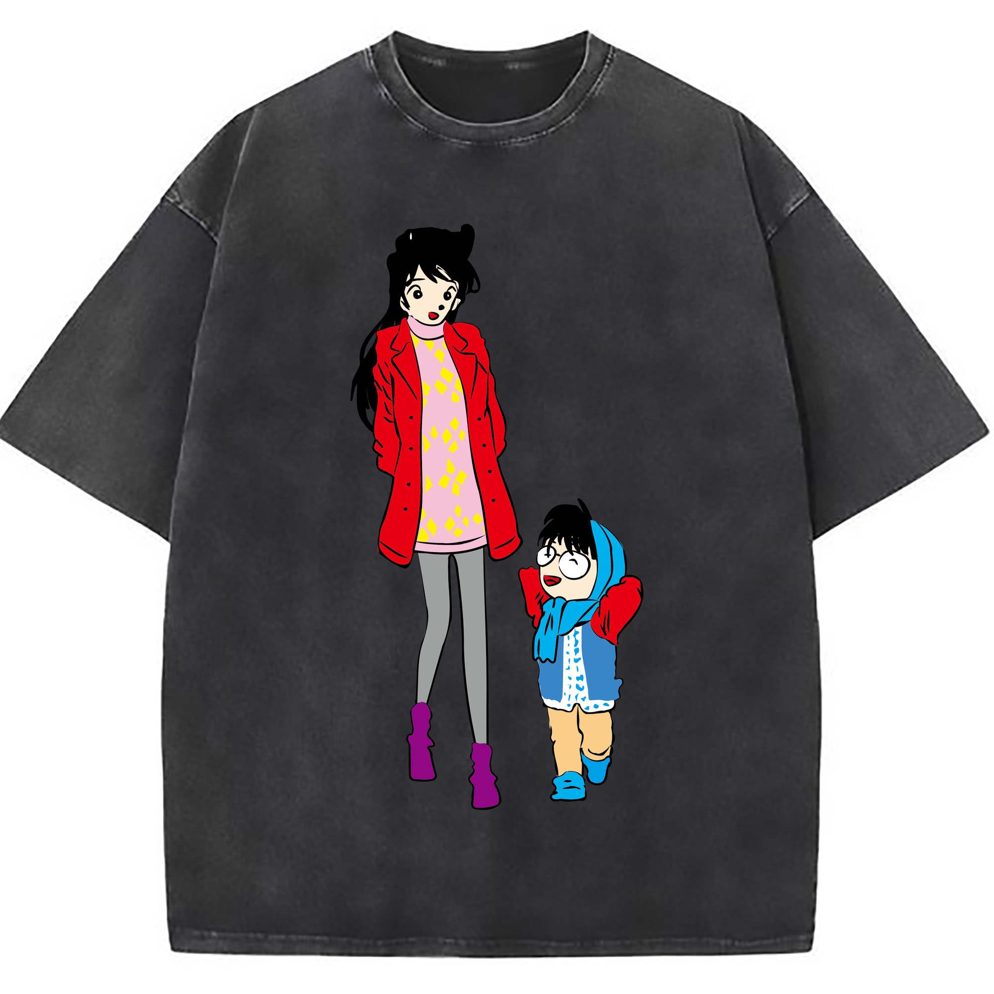 （画像用） 名探偵コナン 江戸川 コナン Detective Conan Conan Edogawa 綿100% ヴィンテージ風 半袖Tシャツ（フロントプリント）