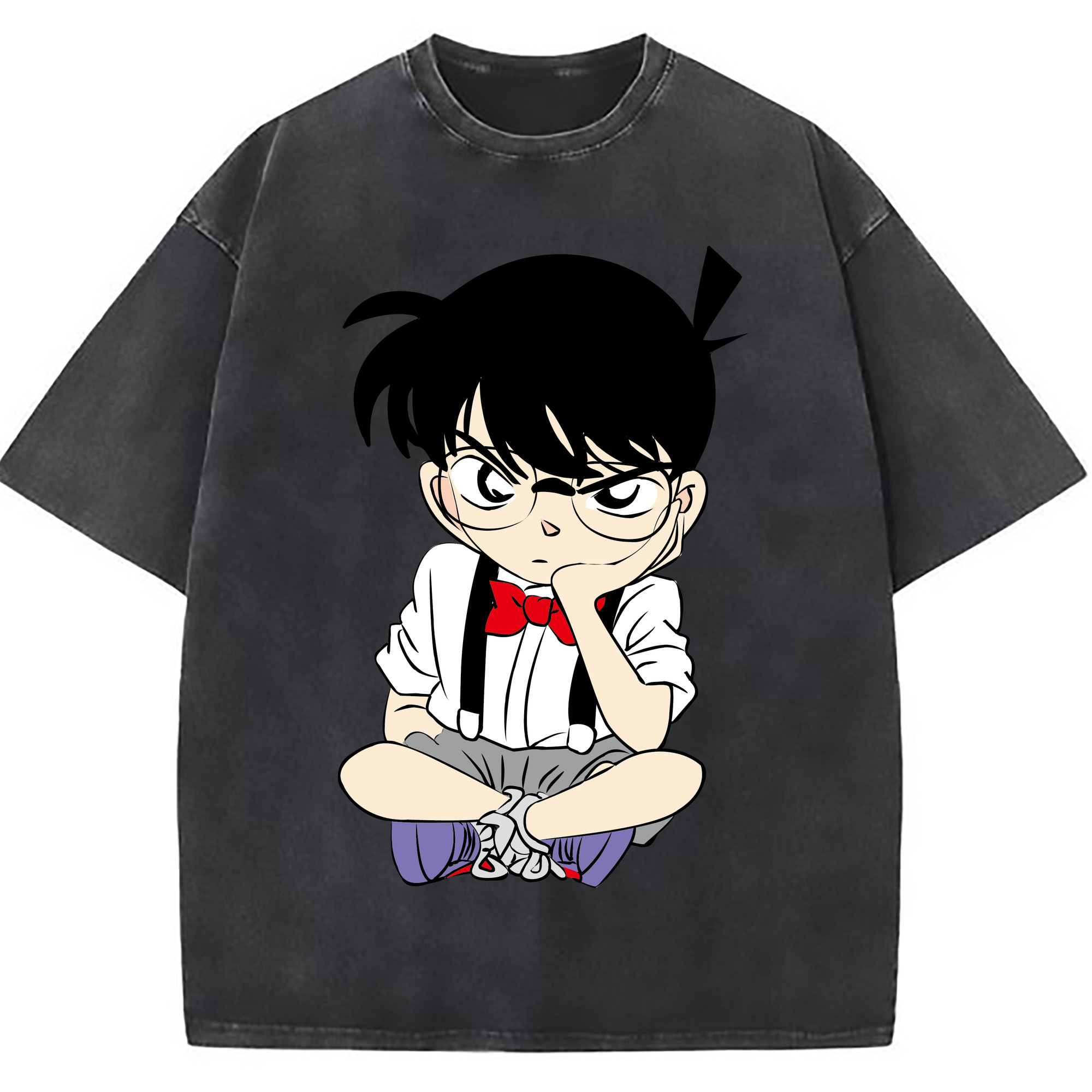 （画像用） 名探偵コナン 江戸川 コナン Detective Conan Conan Edogawa 綿100% ヴィンテージ風 半袖Tシャツ（フロントプリント）