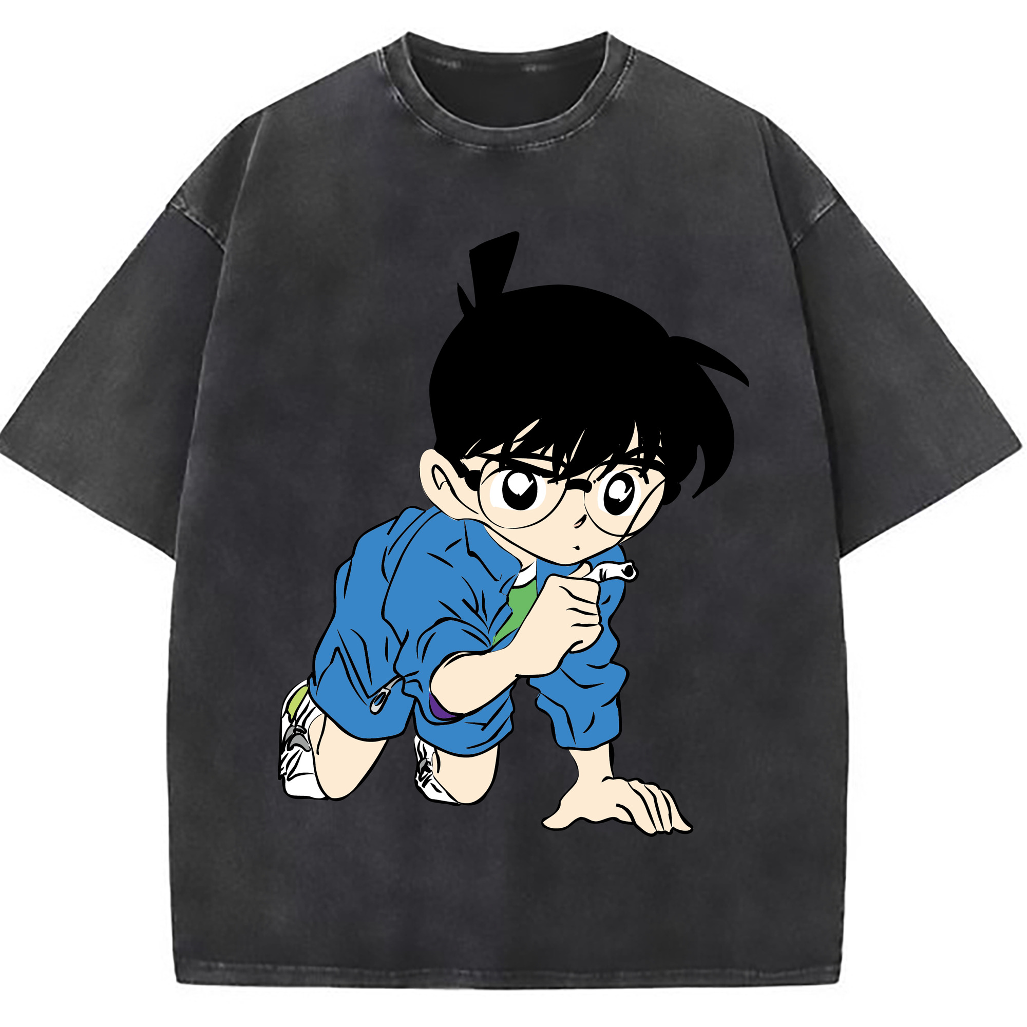 （画像用） 名探偵コナン 江戸川 コナン Detective Conan Conan Edogawa 綿100% ヴィンテージ風 半袖Tシャツ（フロントプリント）