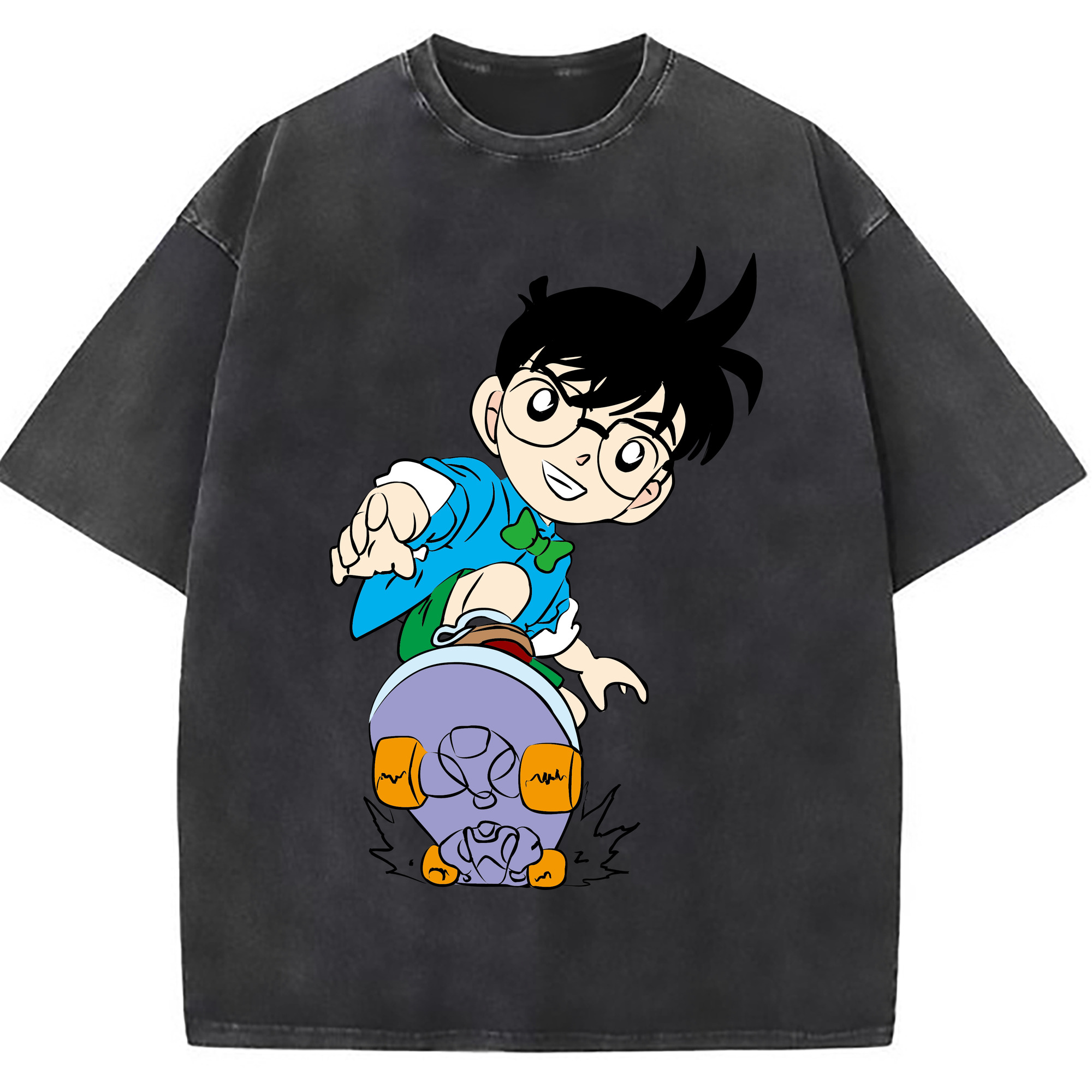 （画像用） 名探偵コナン 江戸川 コナン Detective Conan Conan Edogawa 綿100% ヴィンテージ風 半袖Tシャツ（フロントプリント）