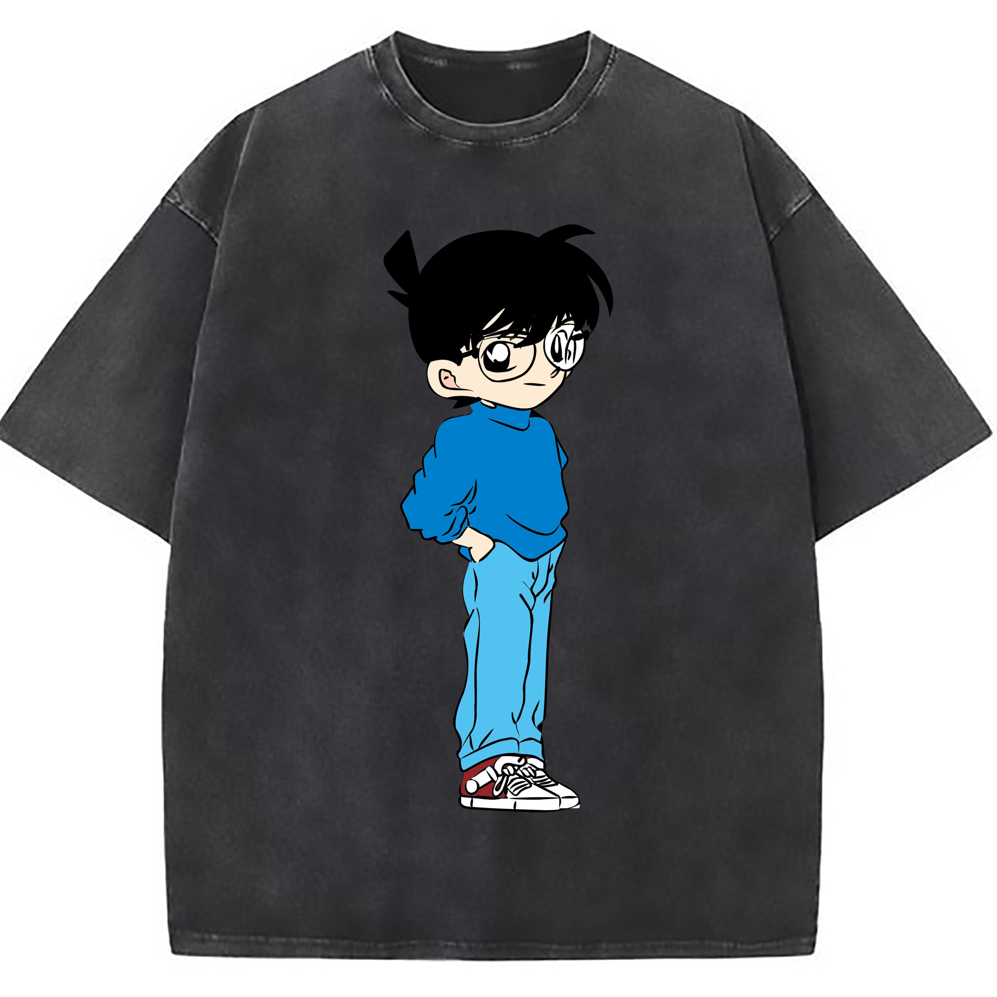 （画像用） 名探偵コナン 江戸川 コナン Detective Conan Conan Edogawa 綿100% ヴィンテージ風 半袖Tシャツ（フロントプリント）