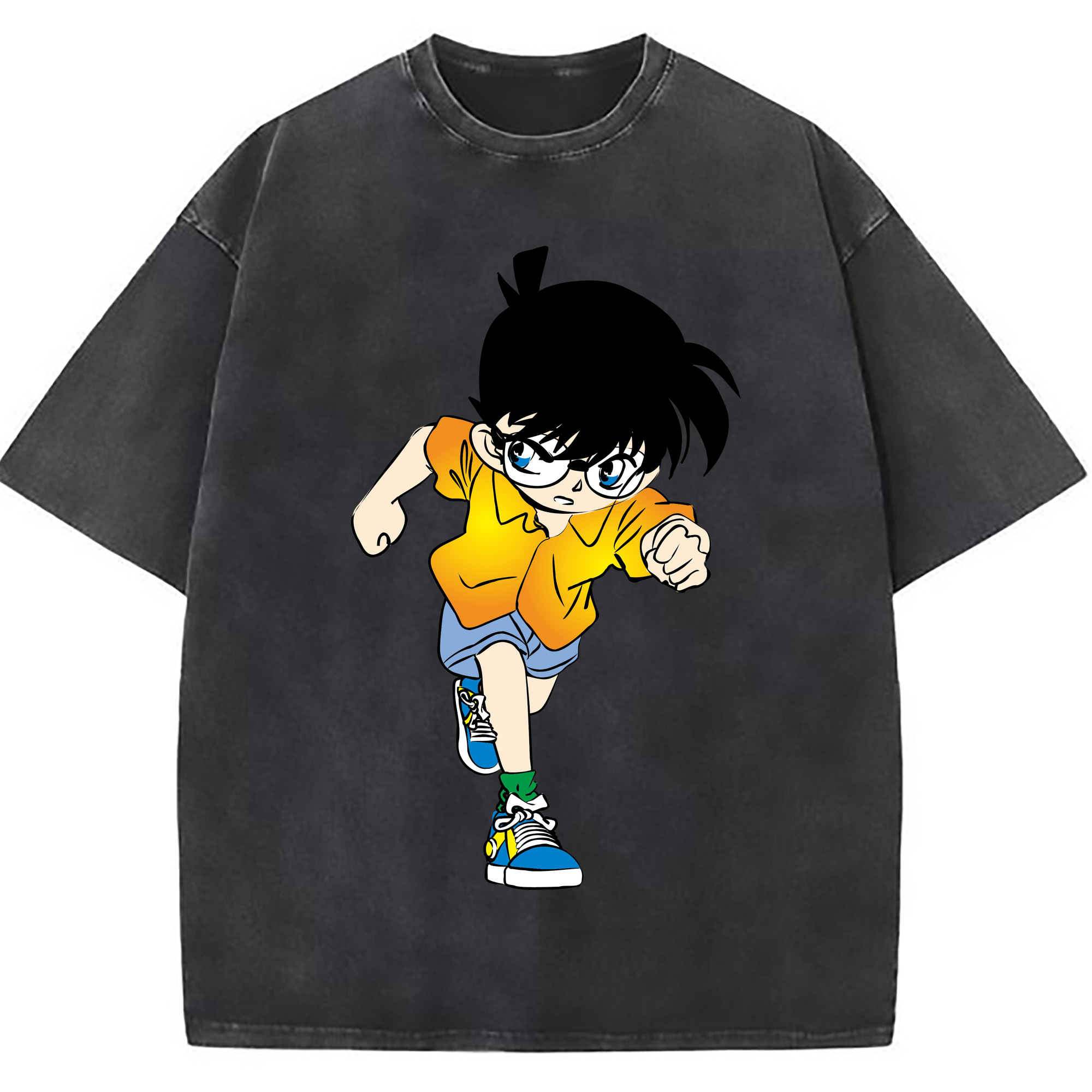 （画像用） 名探偵コナン 江戸川 コナン Detective Conan Conan Edogawa 綿100% ヴィンテージ風 半袖Tシャツ（フロントプリント）