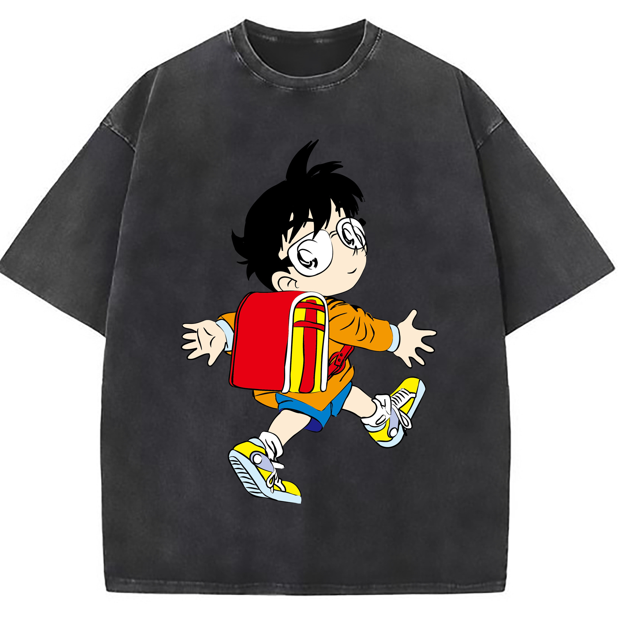 （画像用） 名探偵コナン 江戸川 コナン Detective Conan Conan Edogawa 綿100% ヴィンテージ風 半袖Tシャツ（フロントプリント）