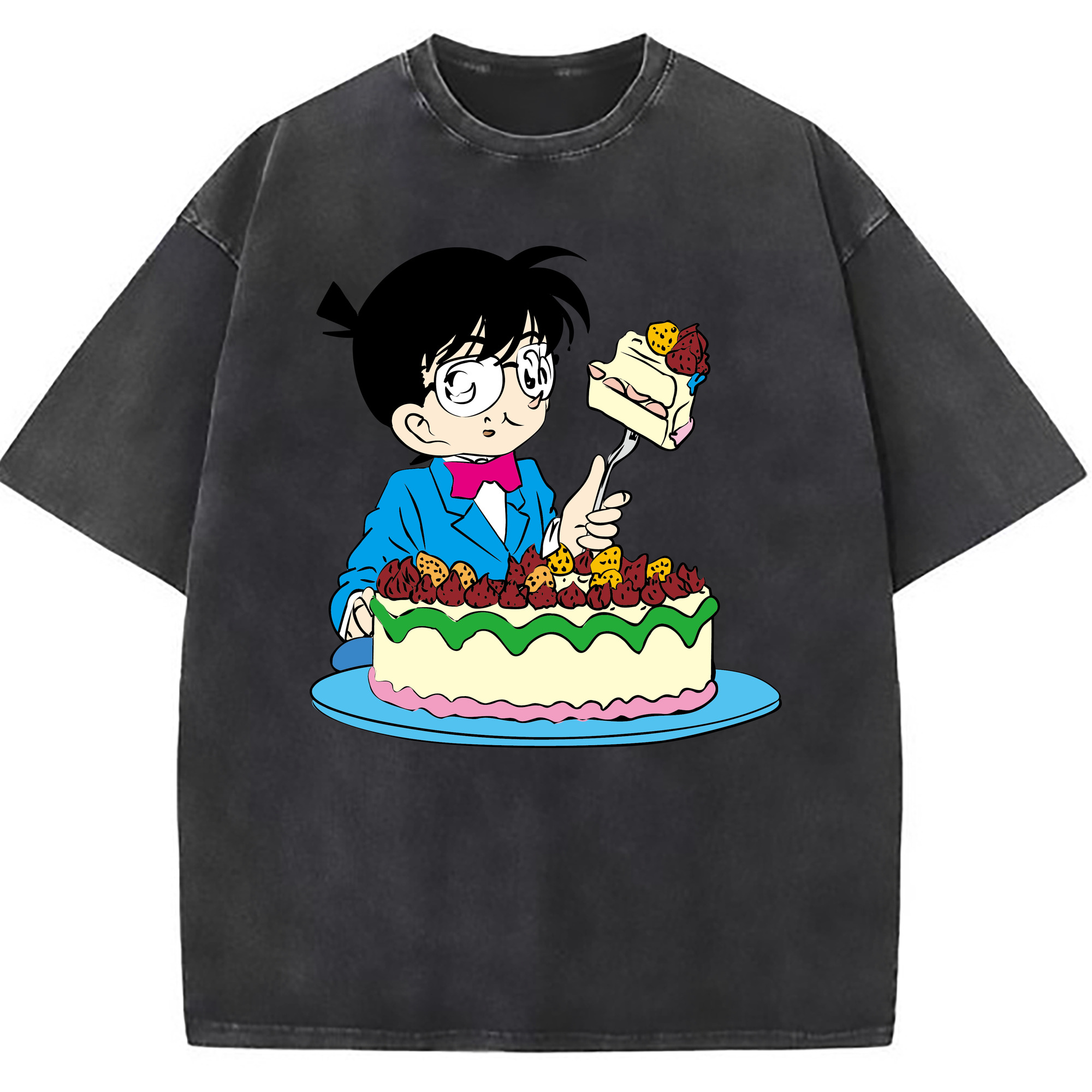 （画像用） 名探偵コナン 江戸川 コナン Detective Conan Conan Edogawa 綿100% ヴィンテージ風 半袖Tシャツ（フロントプリント）