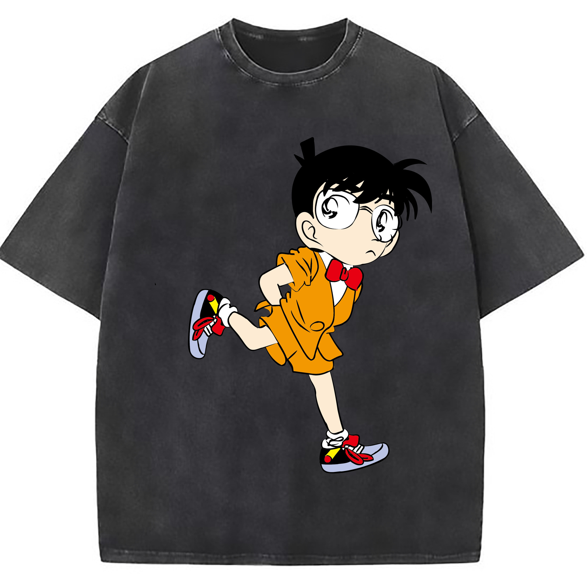 （画像用） 名探偵コナン 江戸川 コナン Detective Conan Conan Edogawa 綿100% ヴィンテージ風 半袖Tシャツ（フロントプリント）