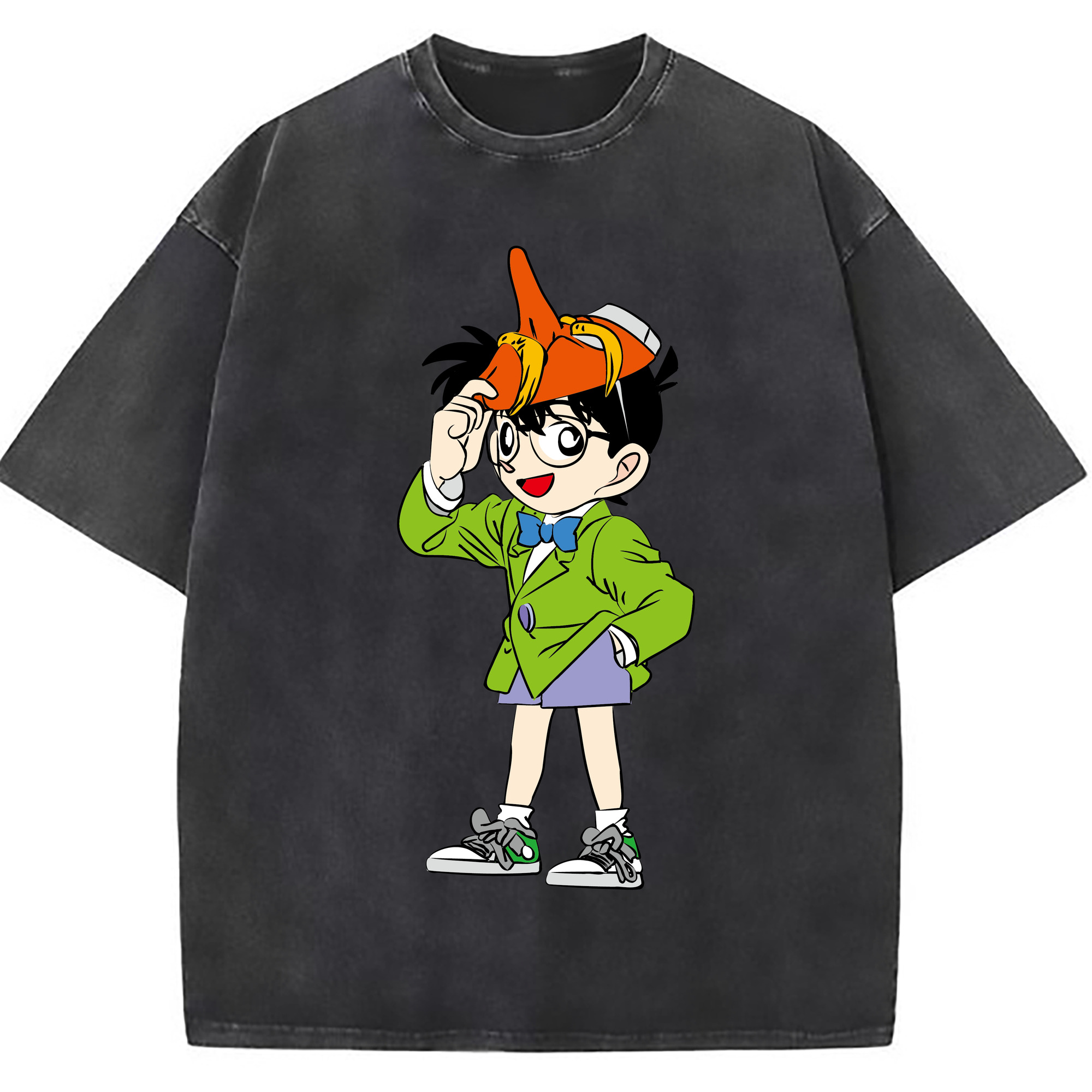 （画像用） 名探偵コナン 江戸川 コナン Detective Conan Conan Edogawa 綿100% ヴィンテージ風 半袖Tシャツ（フロントプリント）