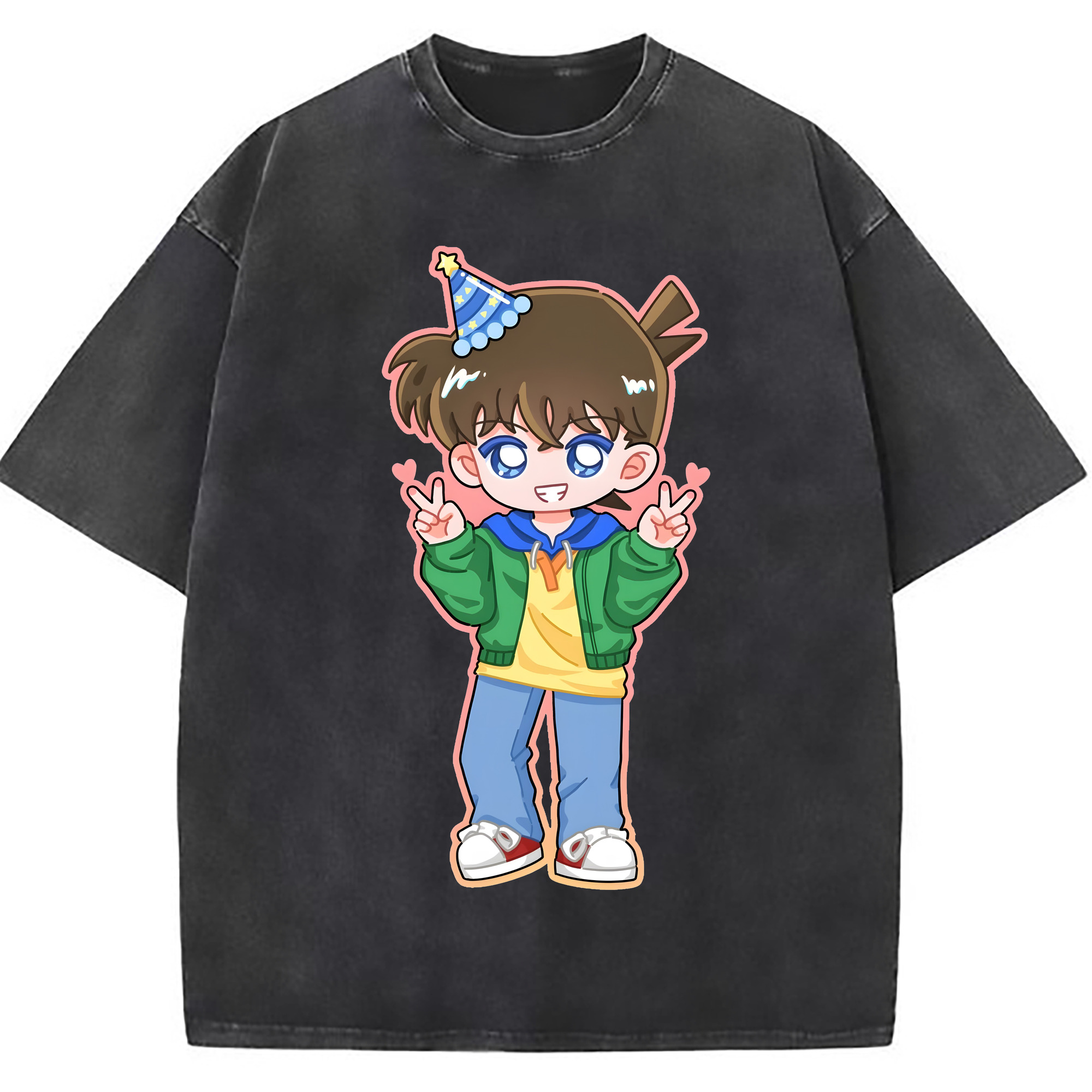 （画像用） 名探偵コナン 江戸川 コナン Detective Conan Conan Edogawa 綿100% ヴィンテージ風 半袖Tシャツ（フロントプリント）