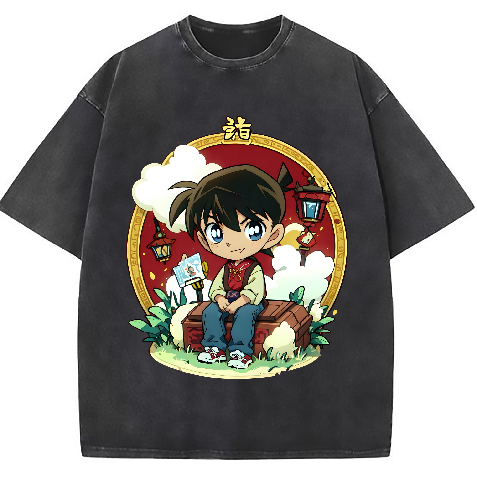 （画像用） 名探偵コナン 江戸川 コナン Detective Conan Conan Edogawa 綿100% ヴィンテージ風 半袖Tシャツ（フロントプリント）