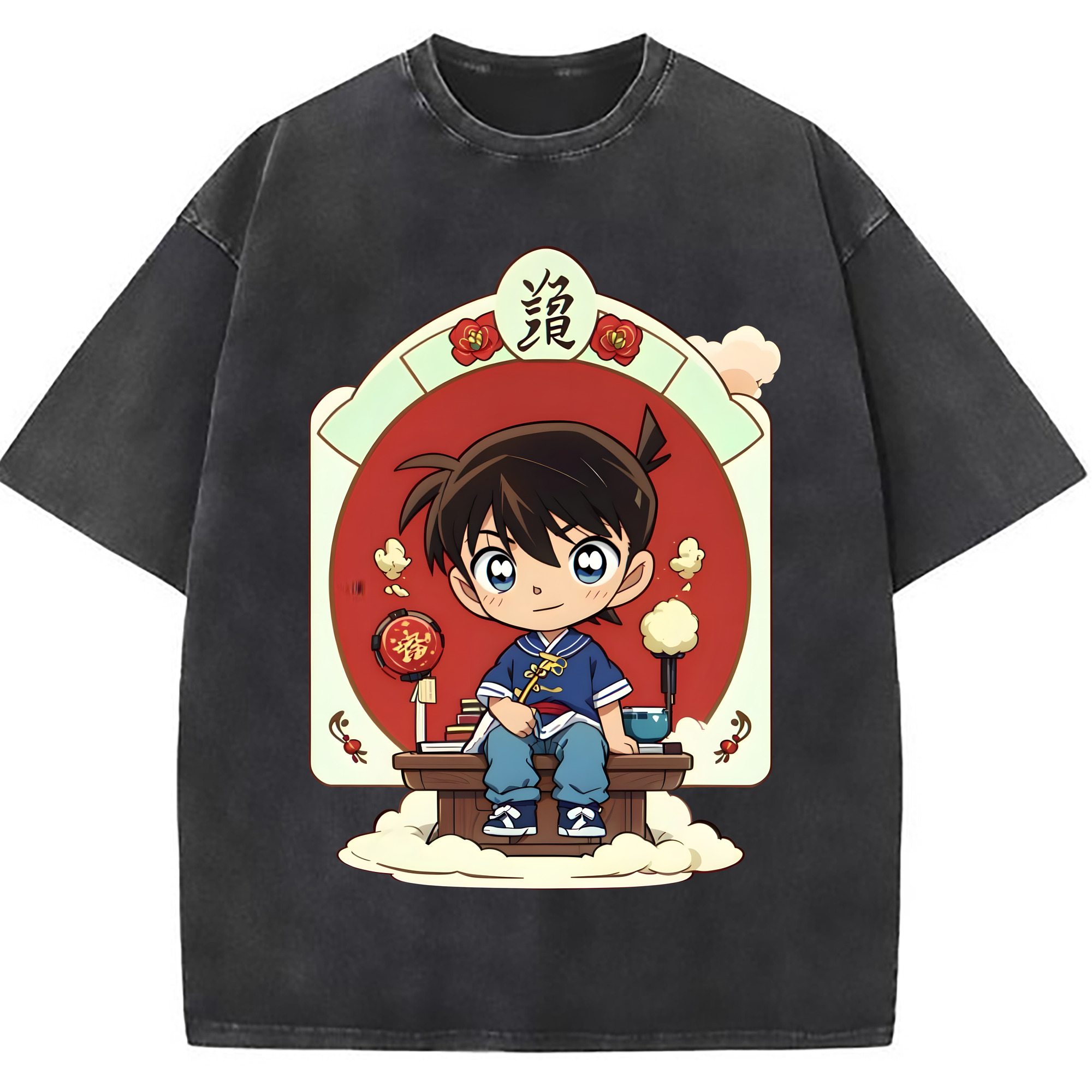 （画像用） 名探偵コナン 江戸川 コナン Detective Conan Conan Edogawa 綿100% ヴィンテージ風 半袖Tシャツ（フロントプリント）
