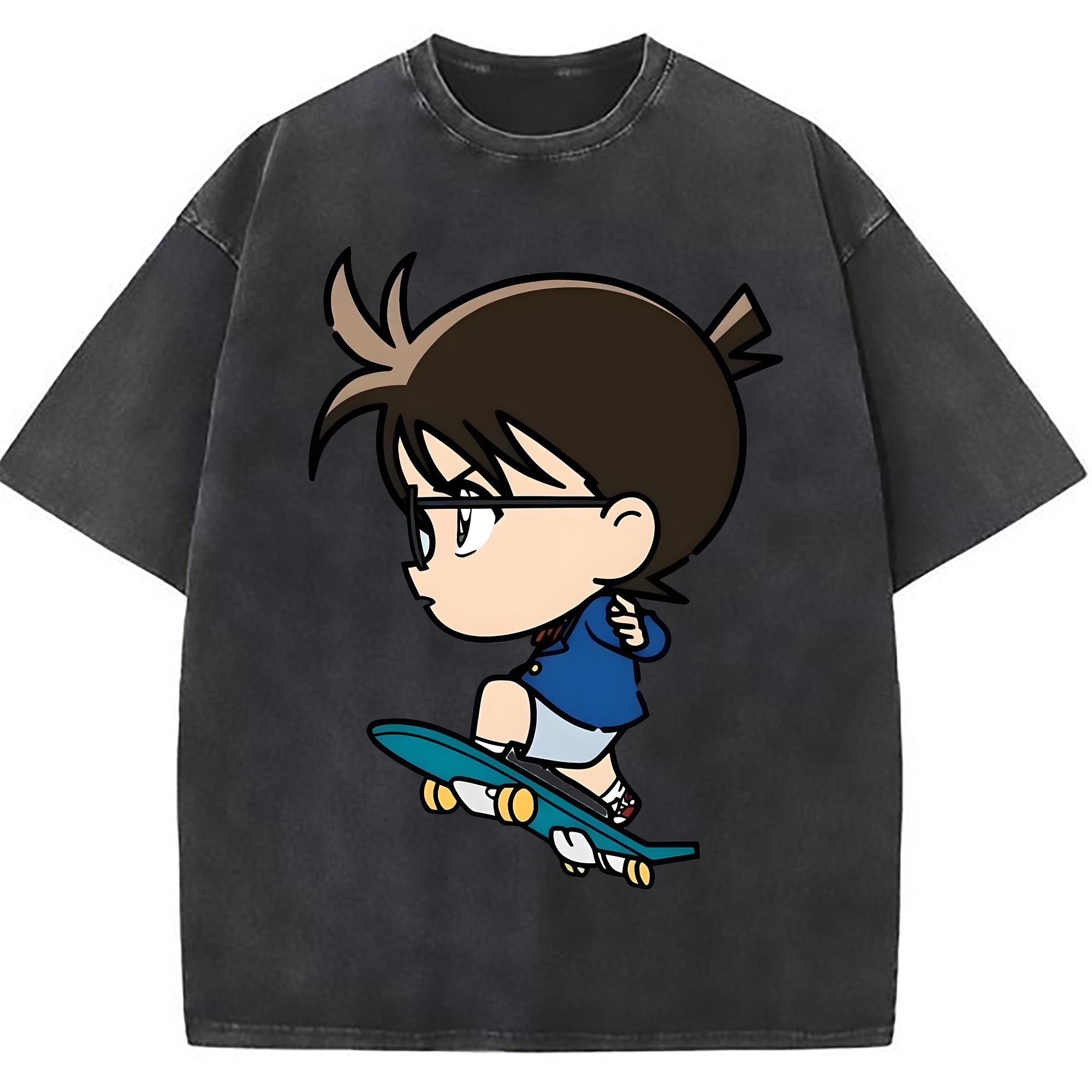（画像用） 名探偵コナン 江戸川 コナン Detective Conan Conan Edogawa 綿100% ヴィンテージ風 半袖Tシャツ（フロントプリント）