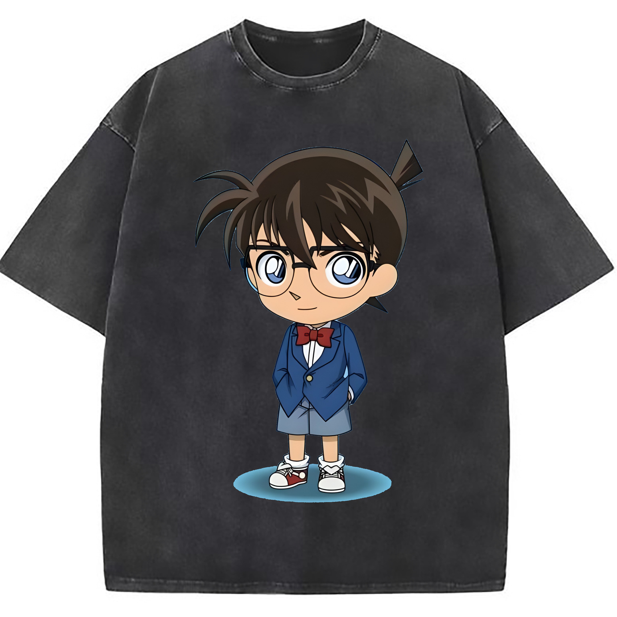 （画像用） 名探偵コナン 江戸川 コナン Detective Conan Conan Edogawa 綿100% ヴィンテージ風 半袖Tシャツ（フロントプリント）