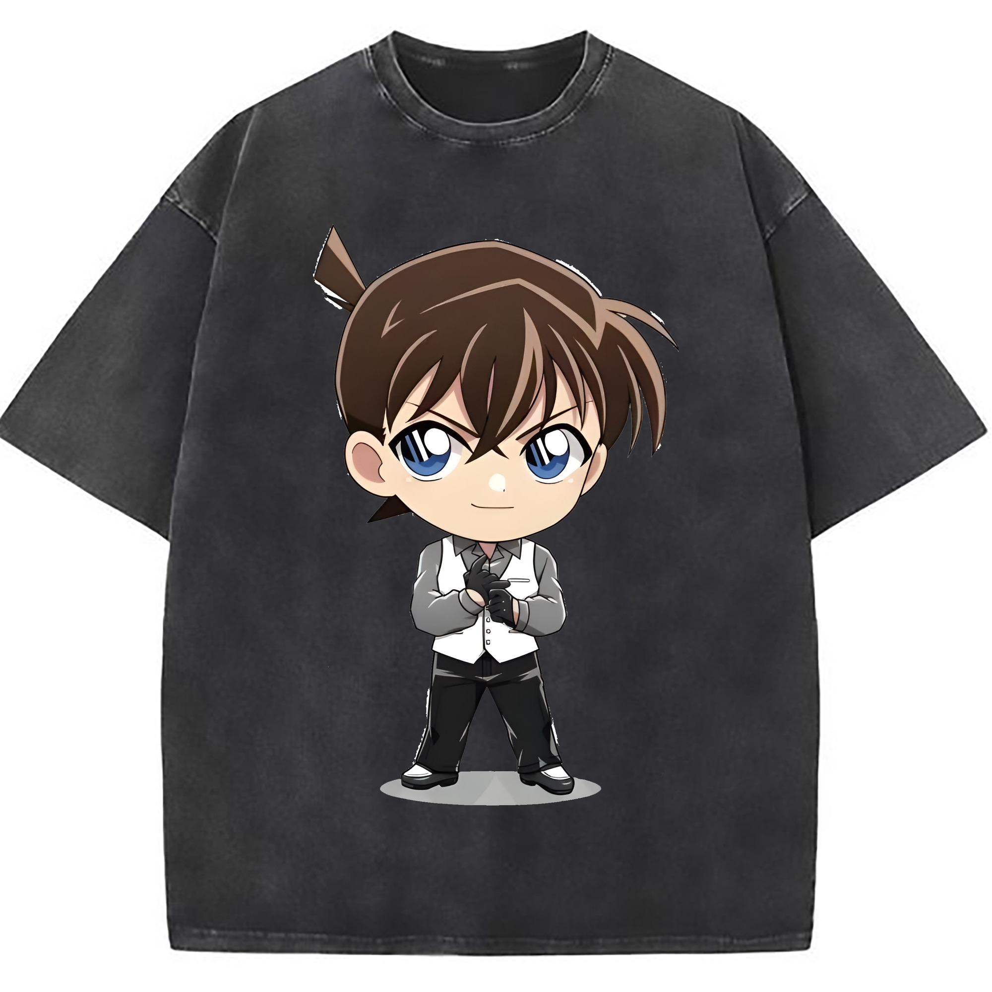 （画像用） 名探偵コナン 江戸川 コナン Detective Conan Conan Edogawa 綿100% ヴィンテージ風 半袖Tシャツ（フロントプリント）