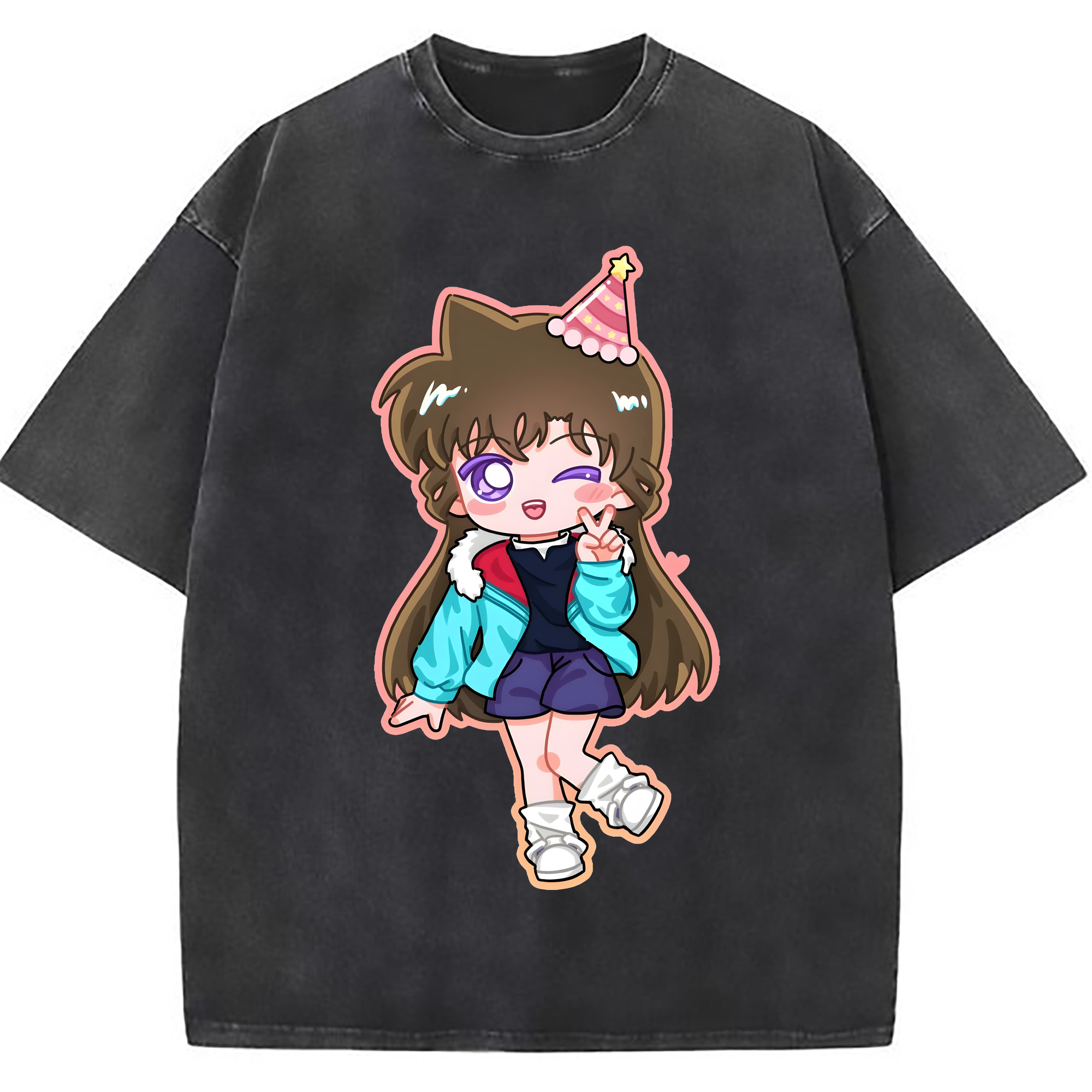 （画像用） 名探偵コナン 毛利 蘭 もうり らん、モーリ ラン Detective Conan Rachel Moore 綿100% ヴィンテージ風 半袖Tシャツ（フロントプリント）