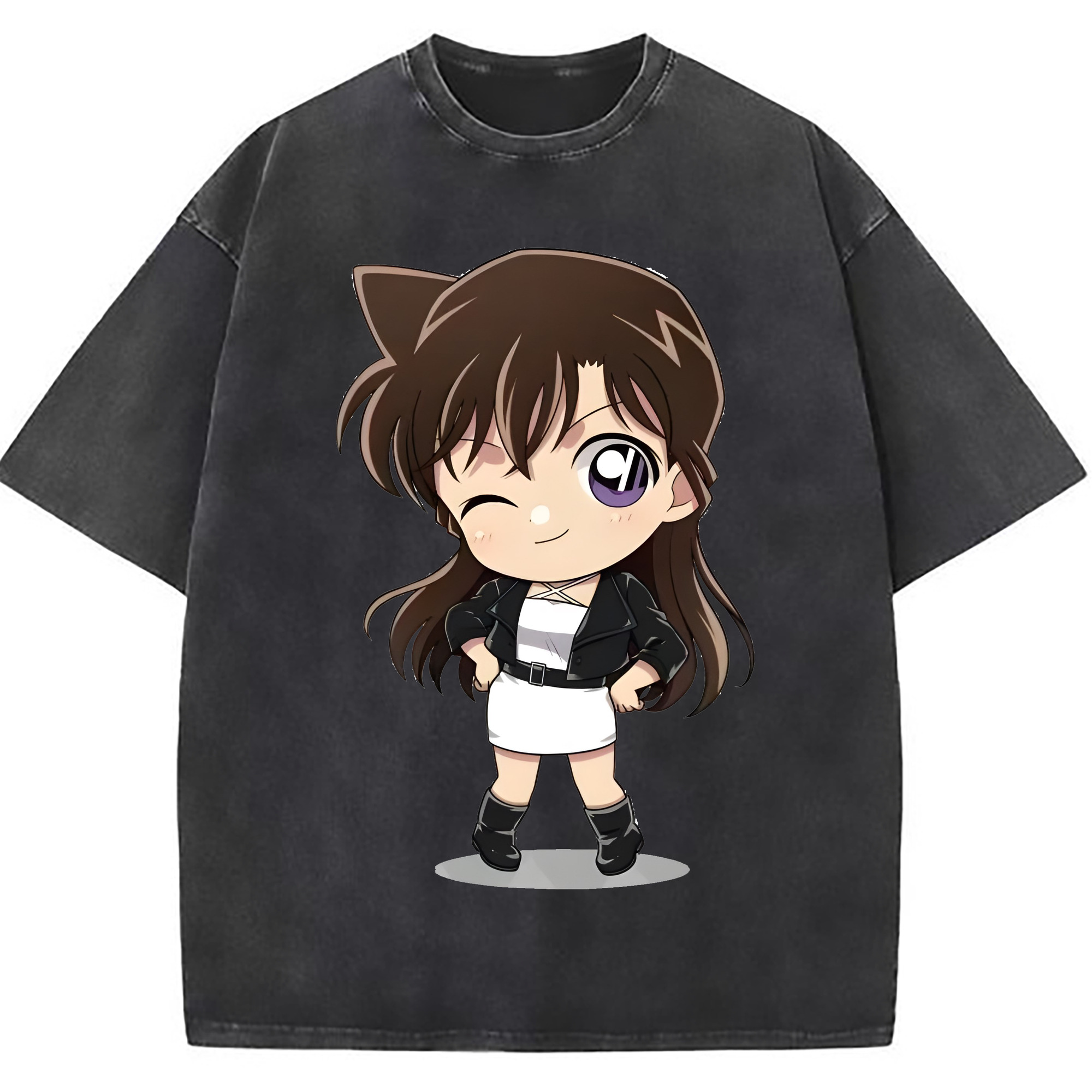 （画像用） 名探偵コナン 毛利 蘭 もうり らん、モーリ ラン Detective Conan Rachel Moore 綿100% ヴィンテージ風 半袖Tシャツ（フロントプリント）