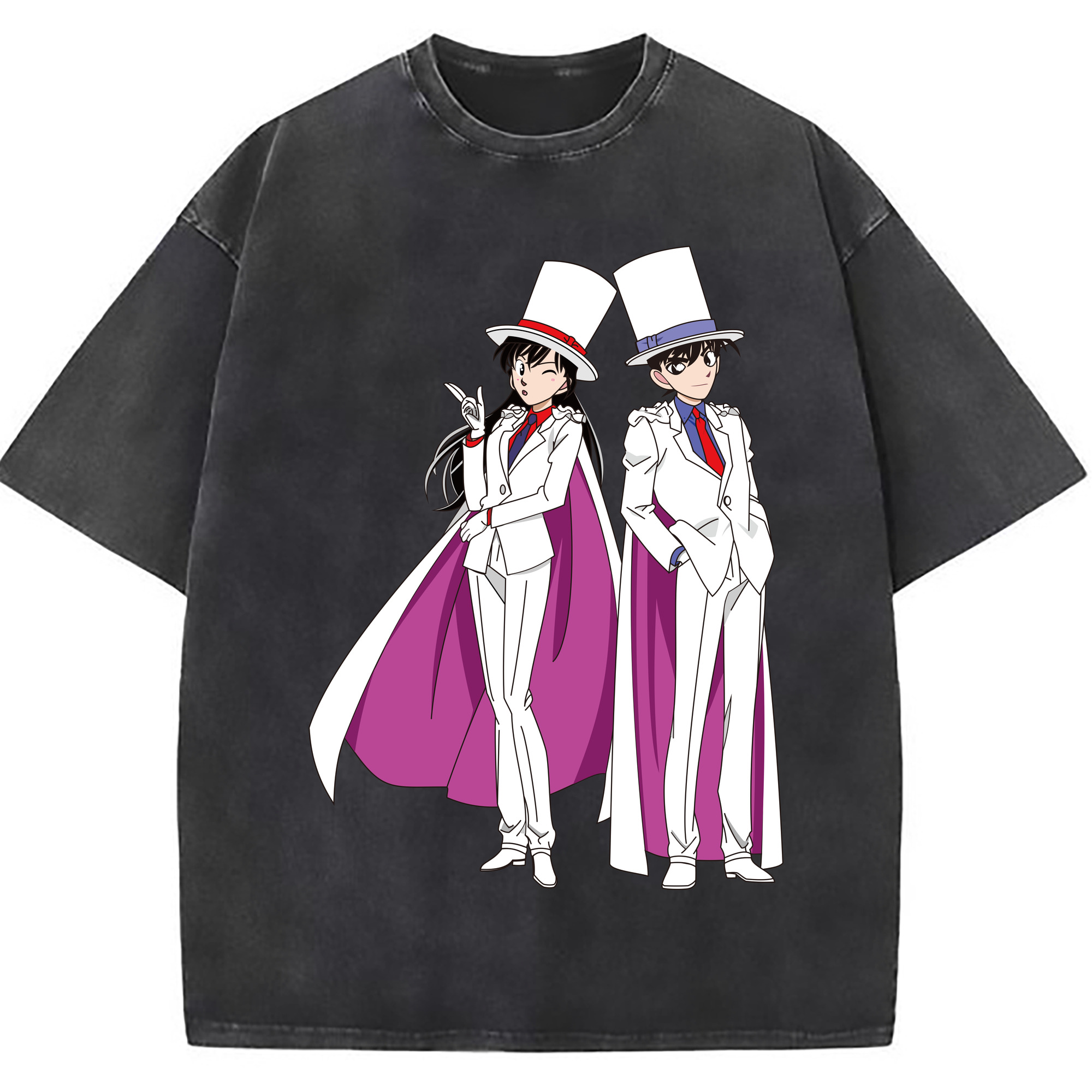 （画像用） 名探偵コナン くろば かいと Detective Conan Kuroba Kaito 綿100% ヴィンテージ風 半袖Tシャツ（フロントプリント）