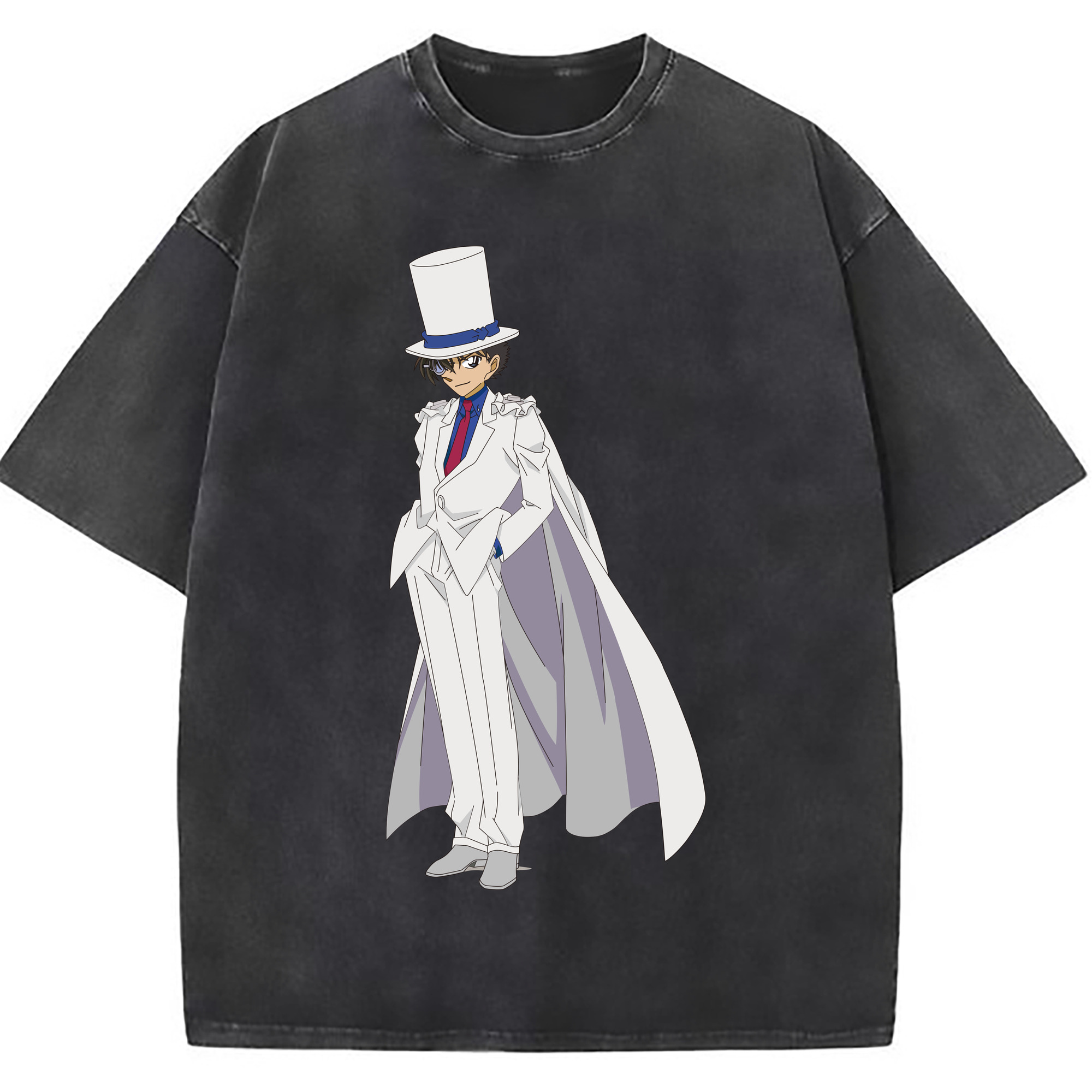 （画像用） 名探偵コナン くろば かいと Detective Conan Kuroba Kaito 綿100% ヴィンテージ風 半袖Tシャツ（フロントプリント）