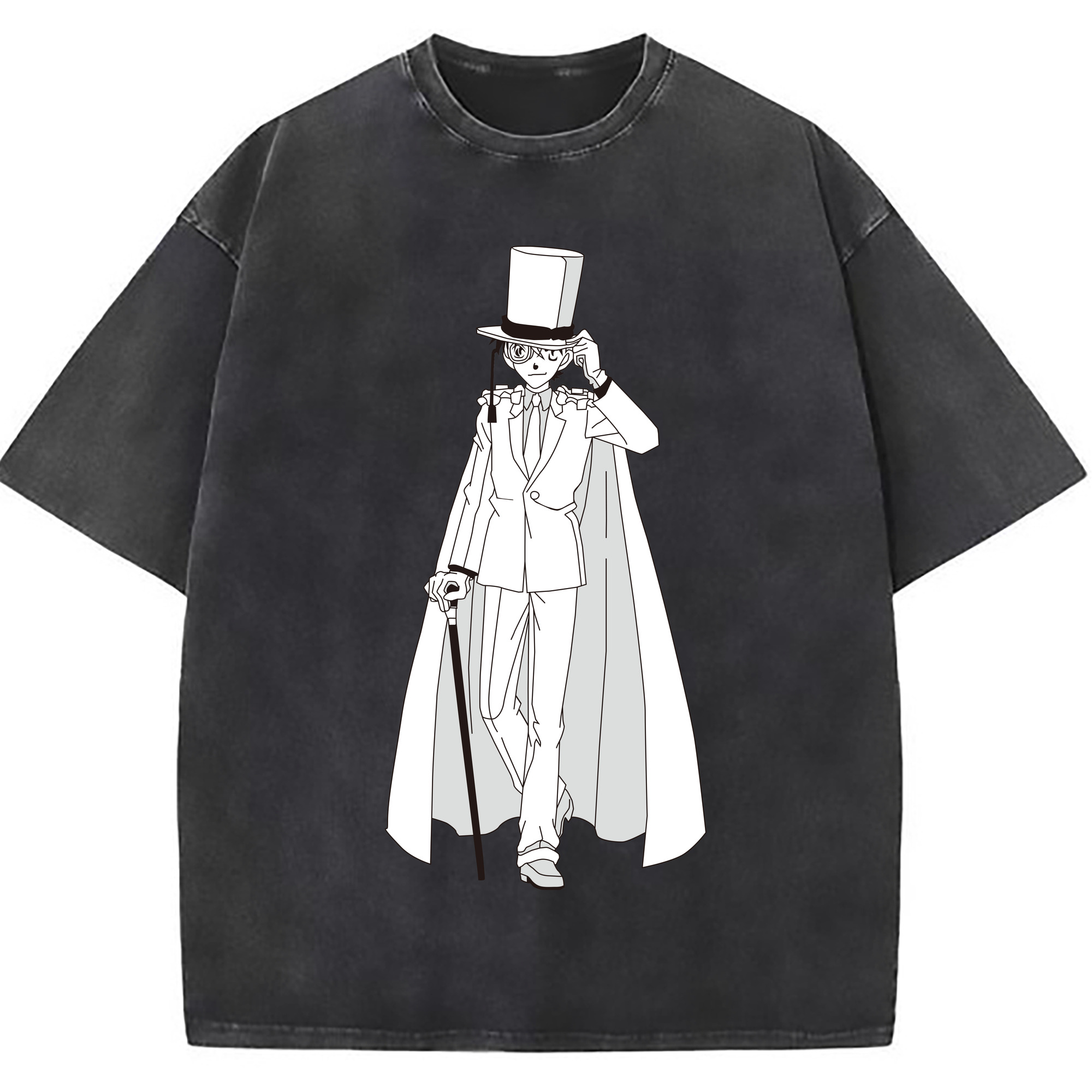 （画像用） 名探偵コナン くろば かいと Detective Conan Kuroba Kaito 綿100% ヴィンテージ風 半袖Tシャツ（フロントプリント）