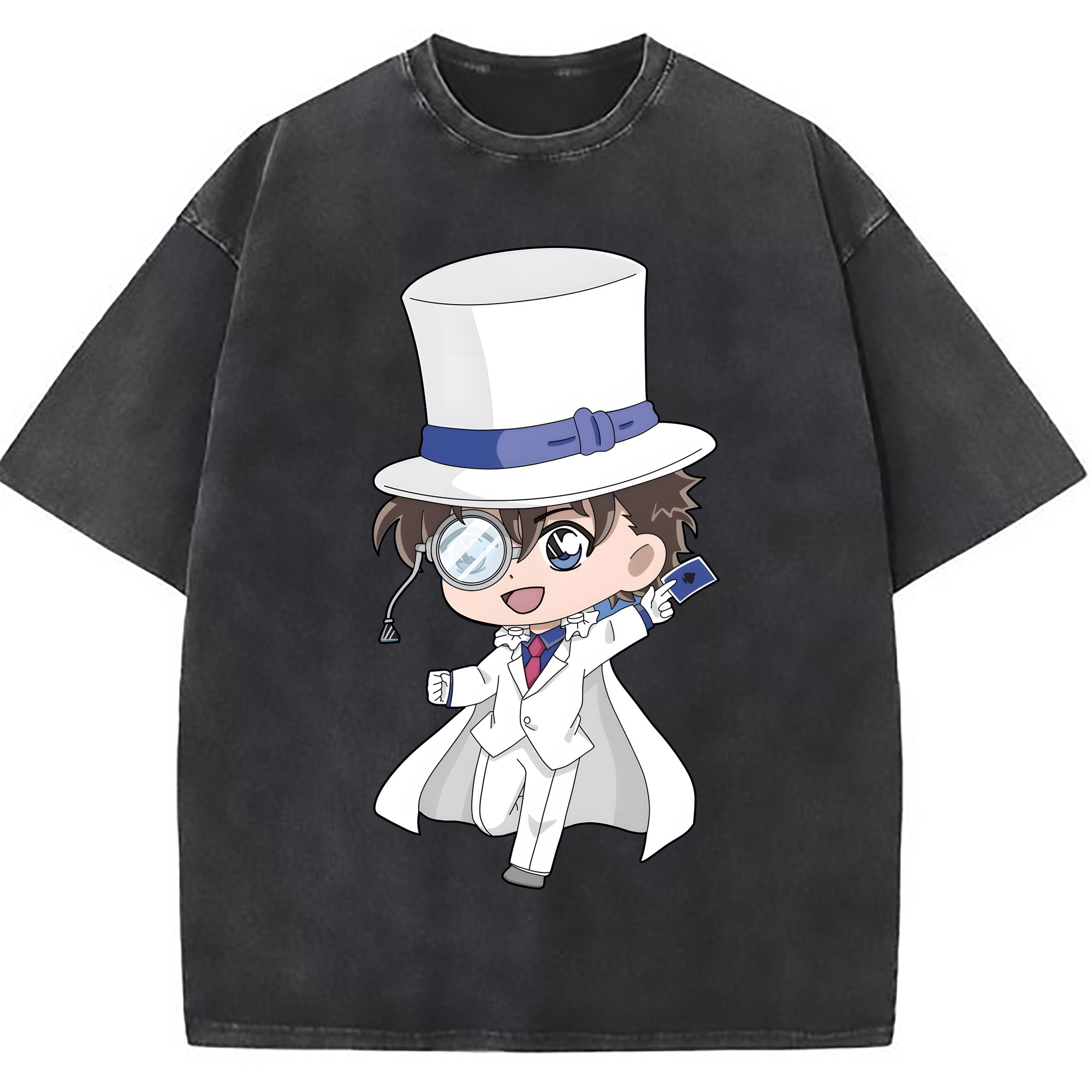 （画像用） 名探偵コナン くろば かいと Detective Conan Kuroba Kaito 綿100% ヴィンテージ風 半袖Tシャツ（フロントプリント）
