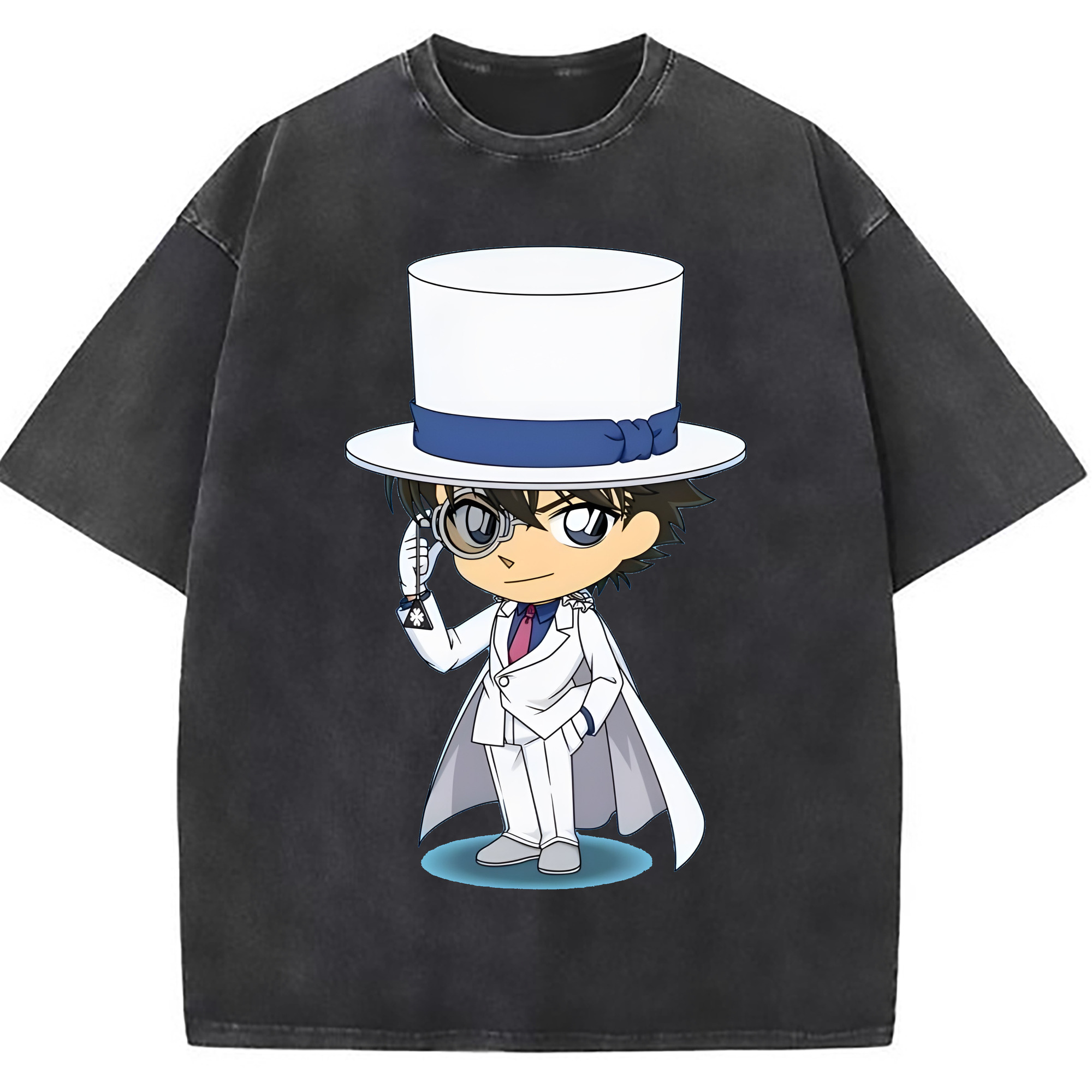 （画像用） 名探偵コナン くろば かいと Detective Conan Kuroba Kaito 綿100% ヴィンテージ風 半袖Tシャツ（フロントプリント）