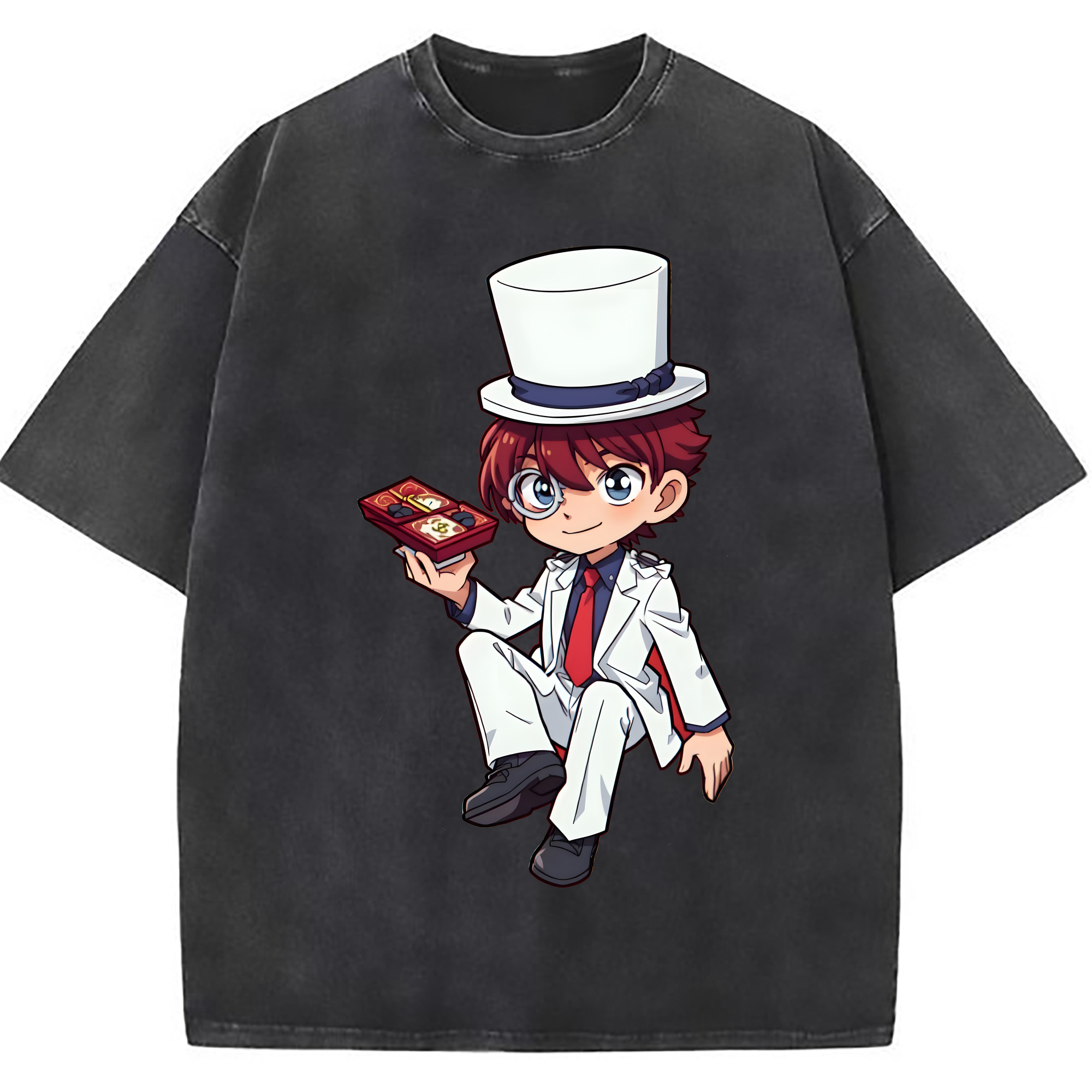 （画像用） 名探偵コナン くろば かいと Detective Conan Kuroba Kaito 綿100% ヴィンテージ風 半袖Tシャツ（フロントプリント）