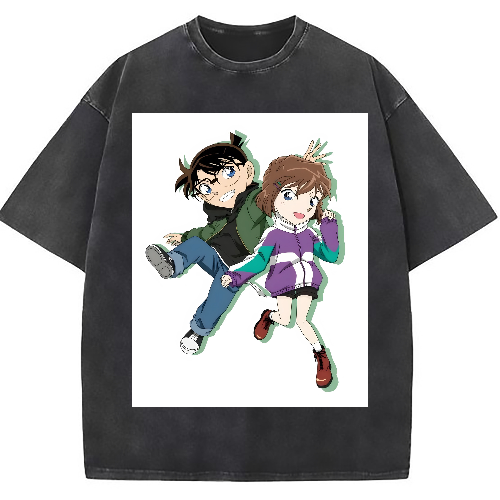 （画像用） 名探偵コナン 灰原 哀 はいばら あい Detective Conan Anita Hailey、Vi Graythorn Haibara Ai 綿100% ヴィンテージ風 半袖Tシャツ（フロントプリント）