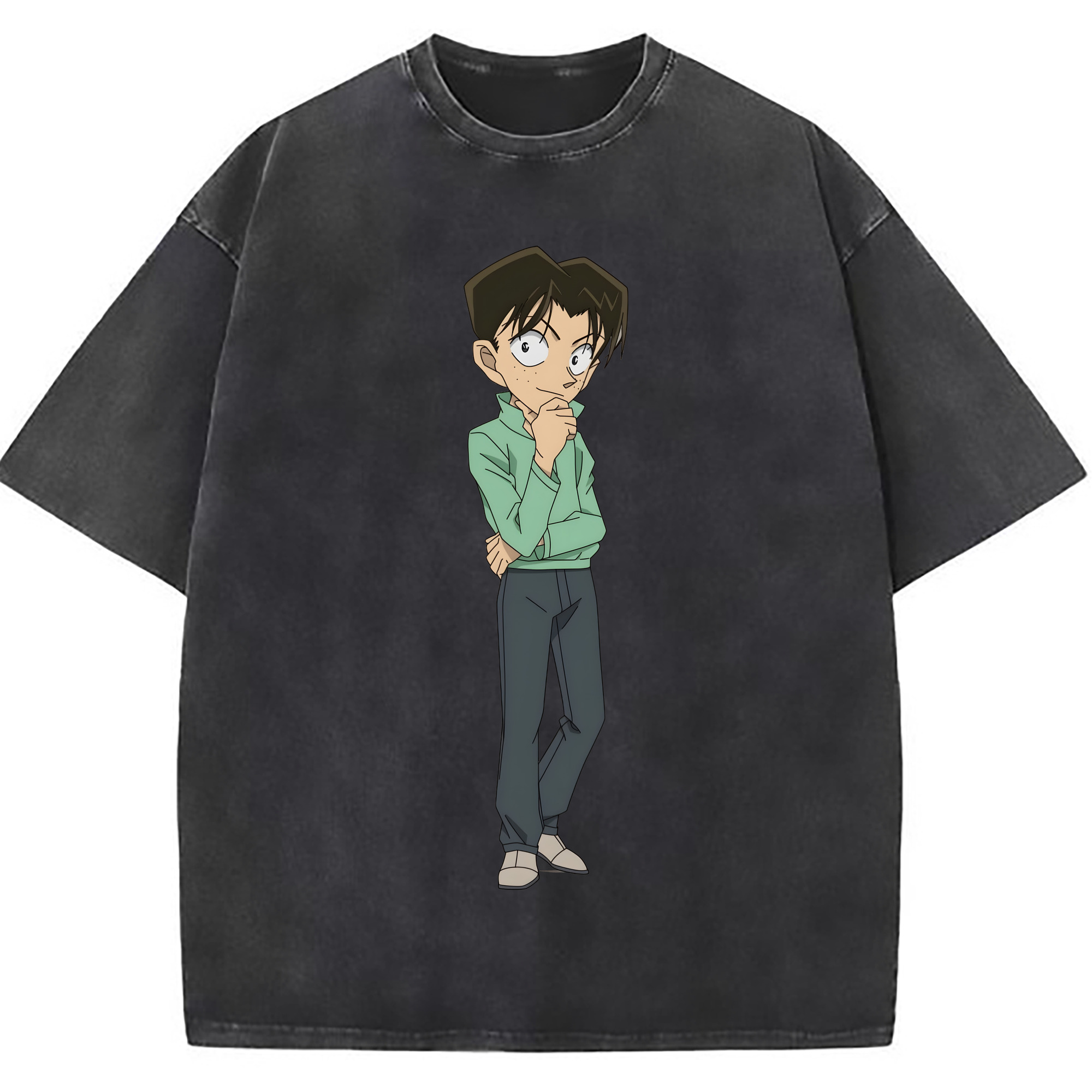 （画像用） 名探偵コナン 円谷 光彦 つぶらや みつひこ Detective Conan Mitch Tennyson 綿100% ヴィンテージ風 半袖Tシャツ（フロントプリント）