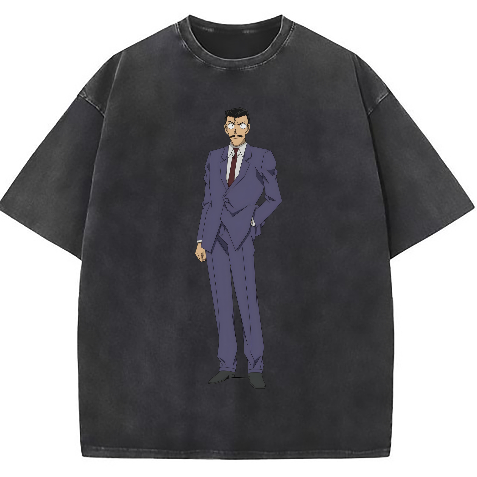（画像用） 名探偵コナン 毛利 小五郎 もうり こごろう Detective Conan 綿100% ヴィンテージ風 半袖Tシャツ（フロントプリント）