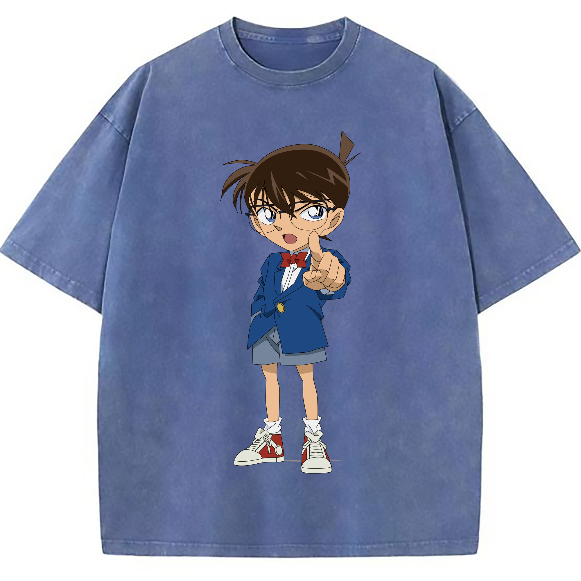 （画像用） 名探偵コナン 江戸川 コナン Detective Conan Conan Edogawa 綿100% ヴィンテージ風 半袖Tシャツ（フロントプリント）